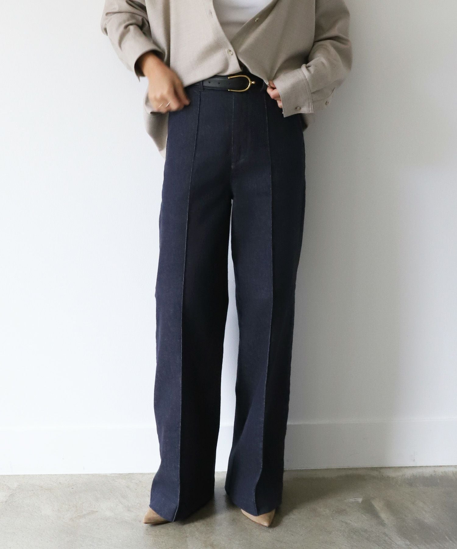 YANUK】ピンタックストレートデニムパンツ-Pintuck Straight