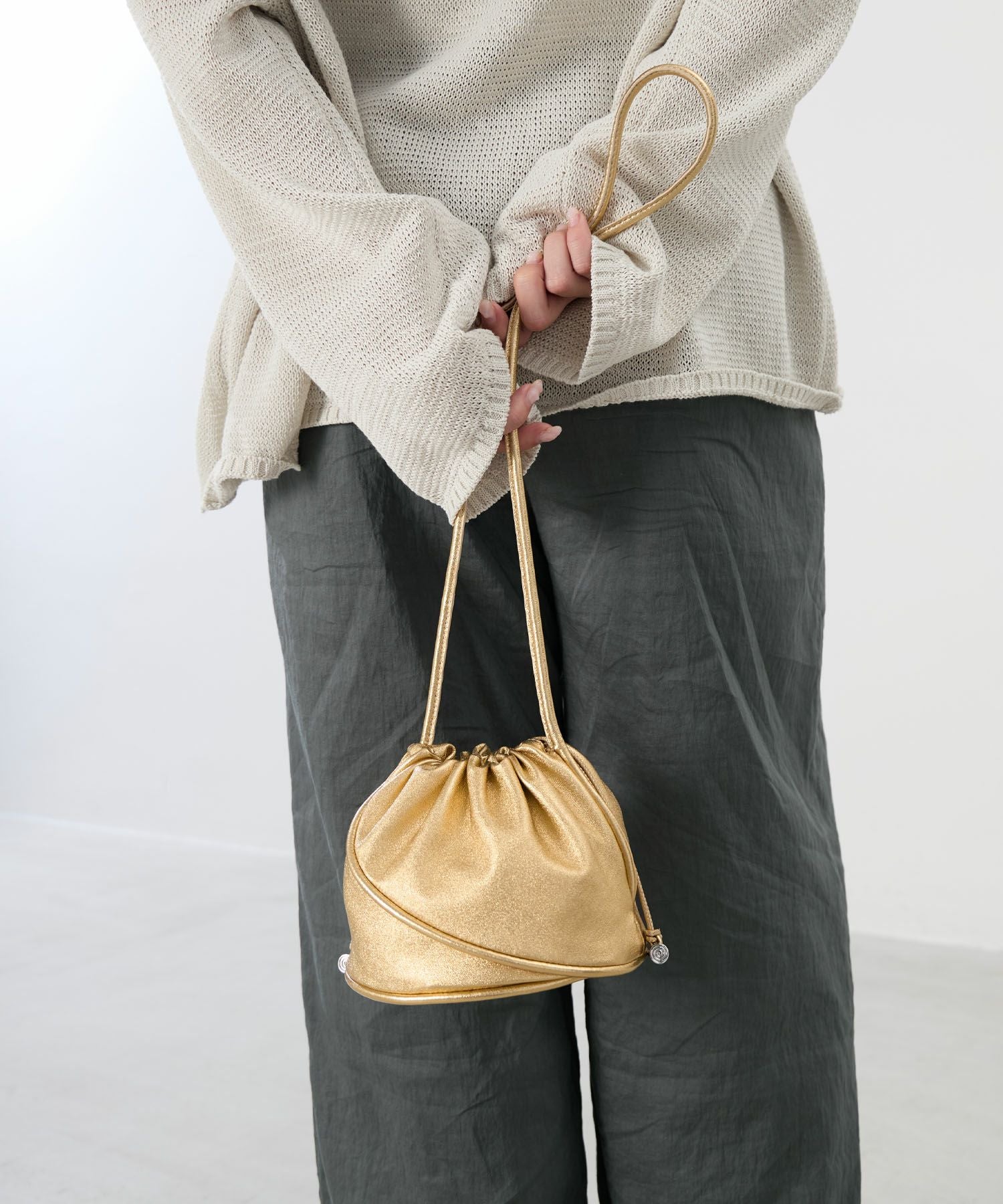 J&M DAVIDSON】メタリックミニショルダーバッグ-ESCARGOT BAG