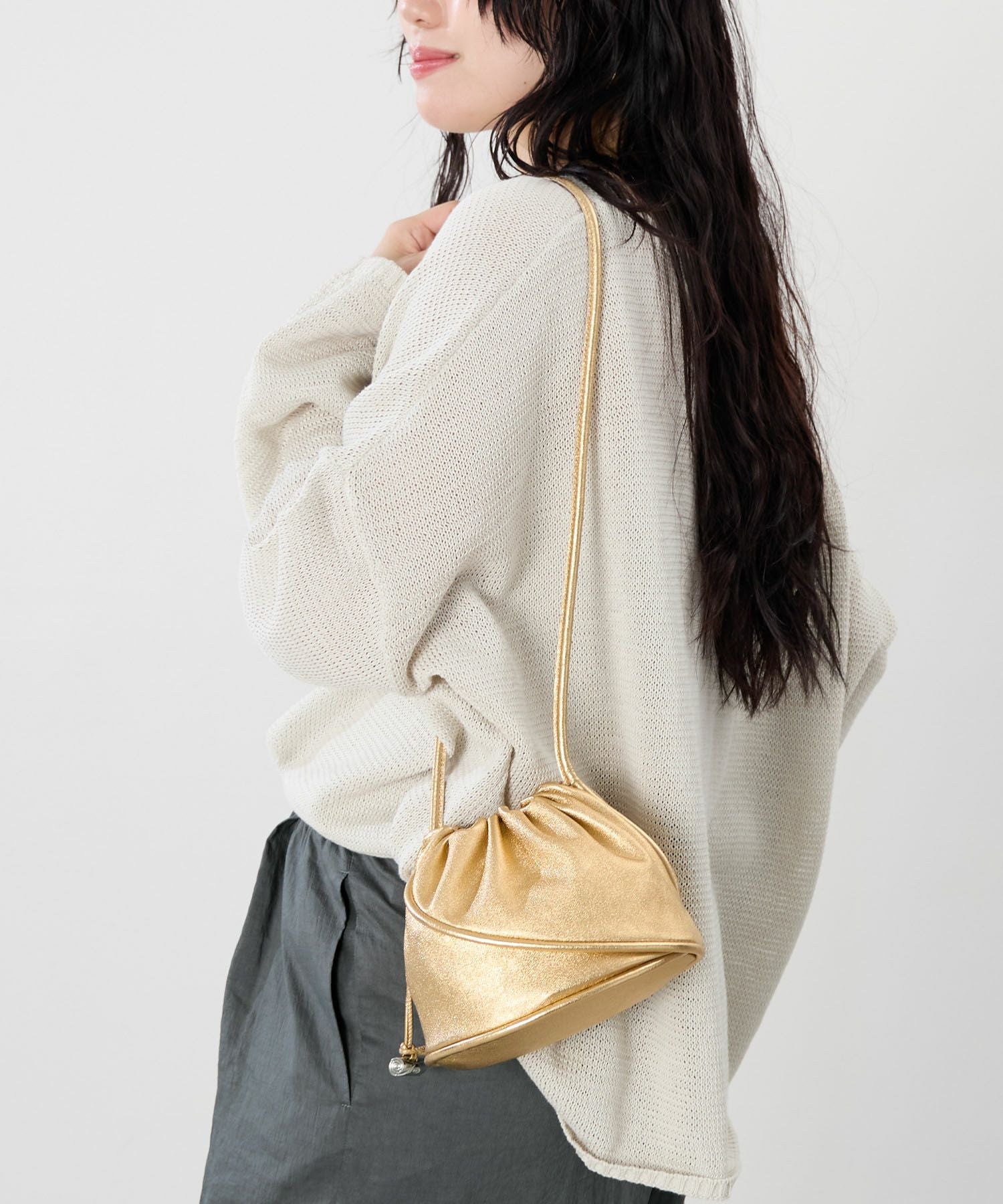 J&M DAVIDSON】メタリックミニショルダーバッグ-ESCARGOT BAG