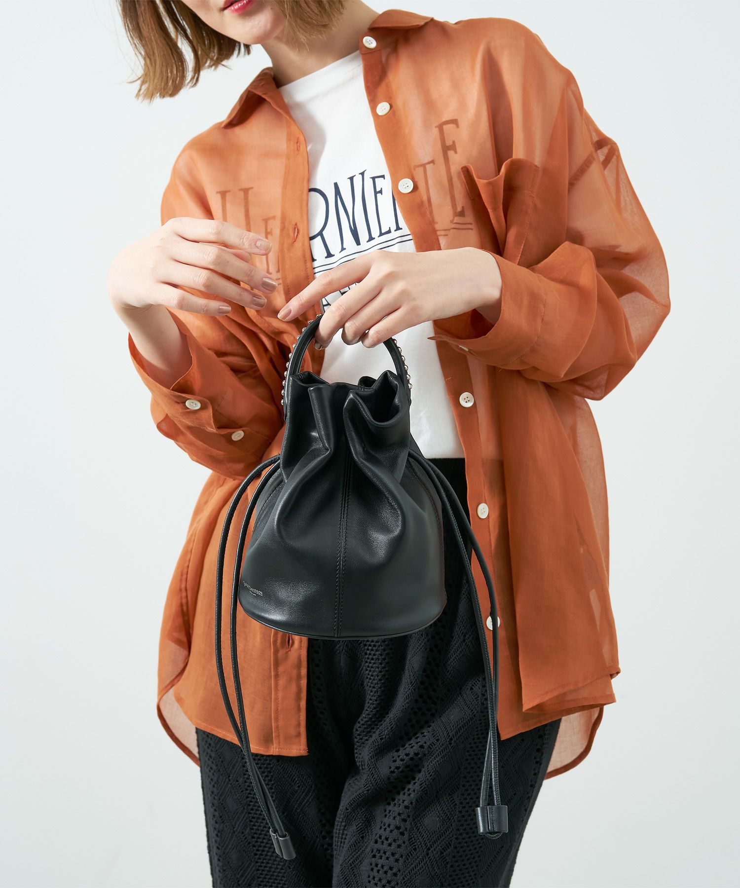 J&M DAVIDSON】ドローストリングミニバッグ-NUBE BUCKET MINI BAG