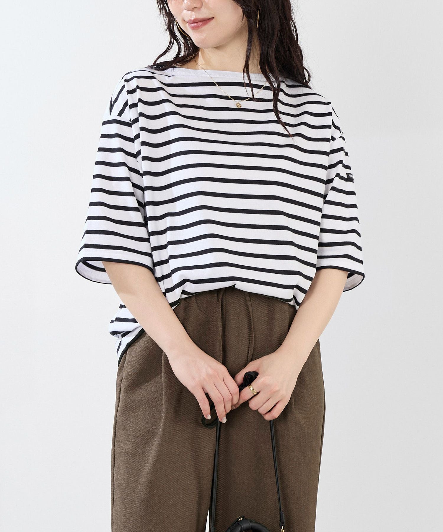 新品＊未使用＊タグ付き GabriellexAmeri OVER SHIRT SAINT JAMES】ピリアックルーズボーダーT-shirt/0325109023