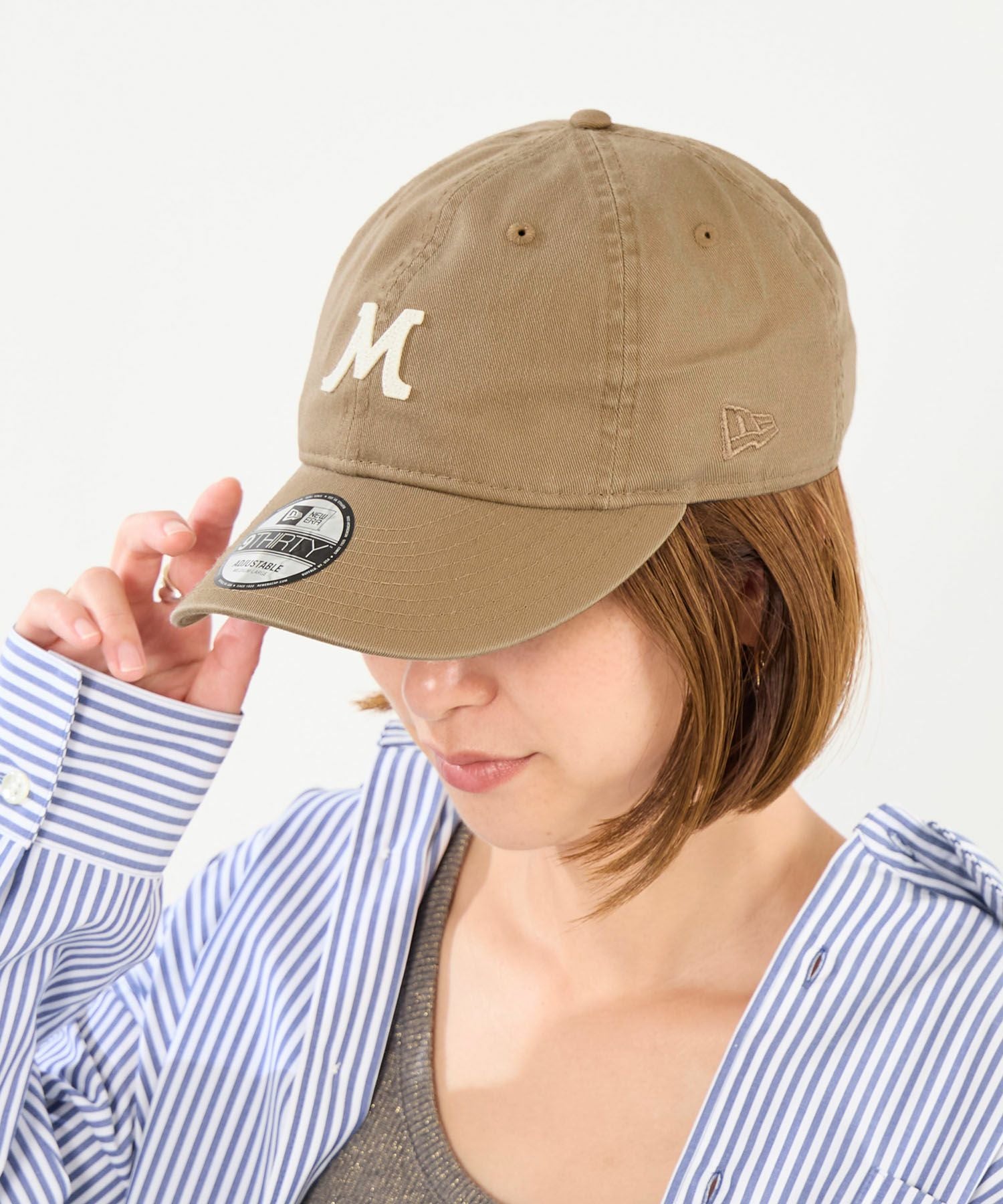 みて mite■えん帽子 メルトン生地/モカベージュ NEW ERA×MICA&DEAL】