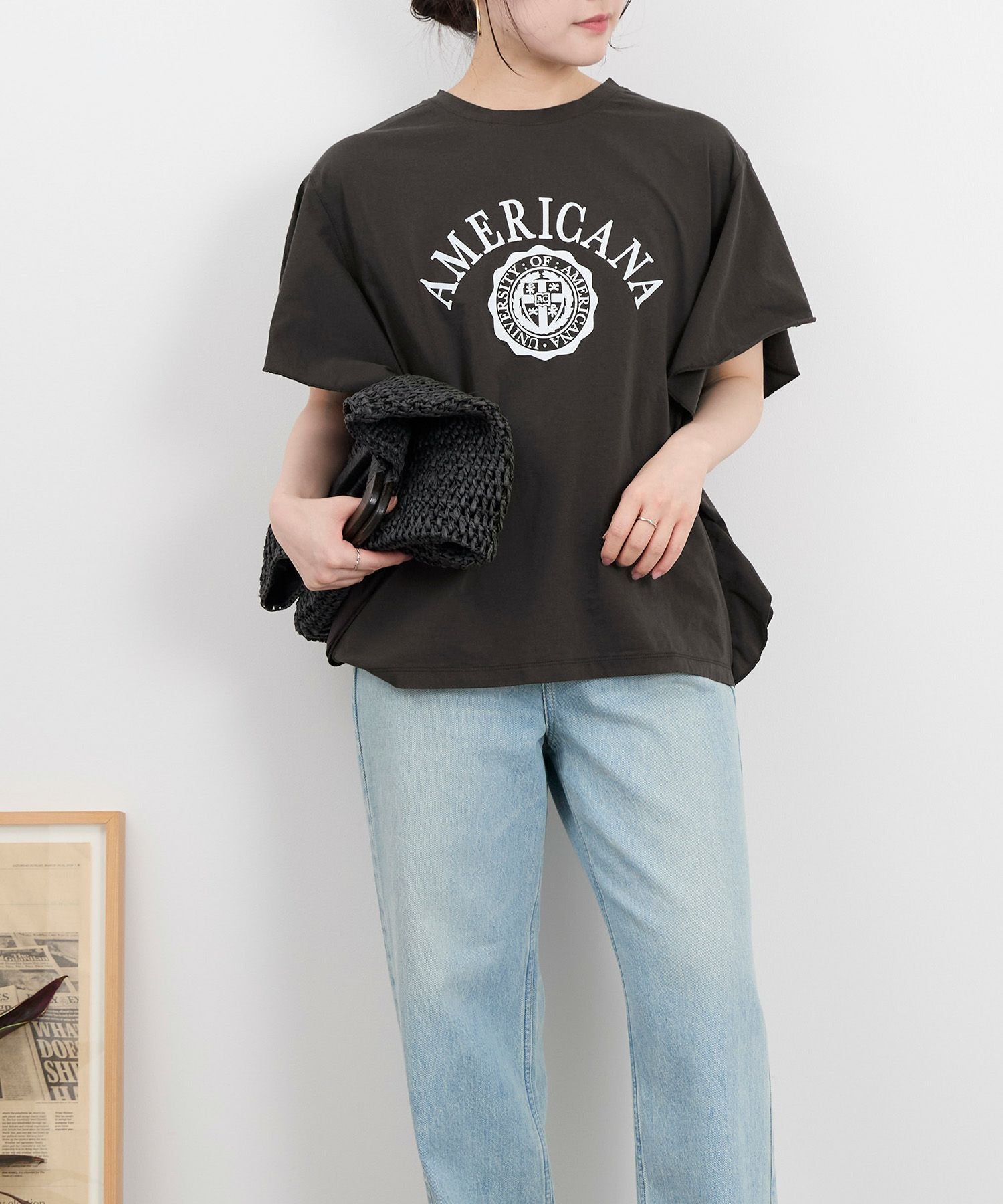AMERICANA　mica and deal ロゴ フリルTシャツ スミクロ AMERICANA×MICA&DEAL】ロゴフリルT-shirt/012520911101 | MICA&DEAL