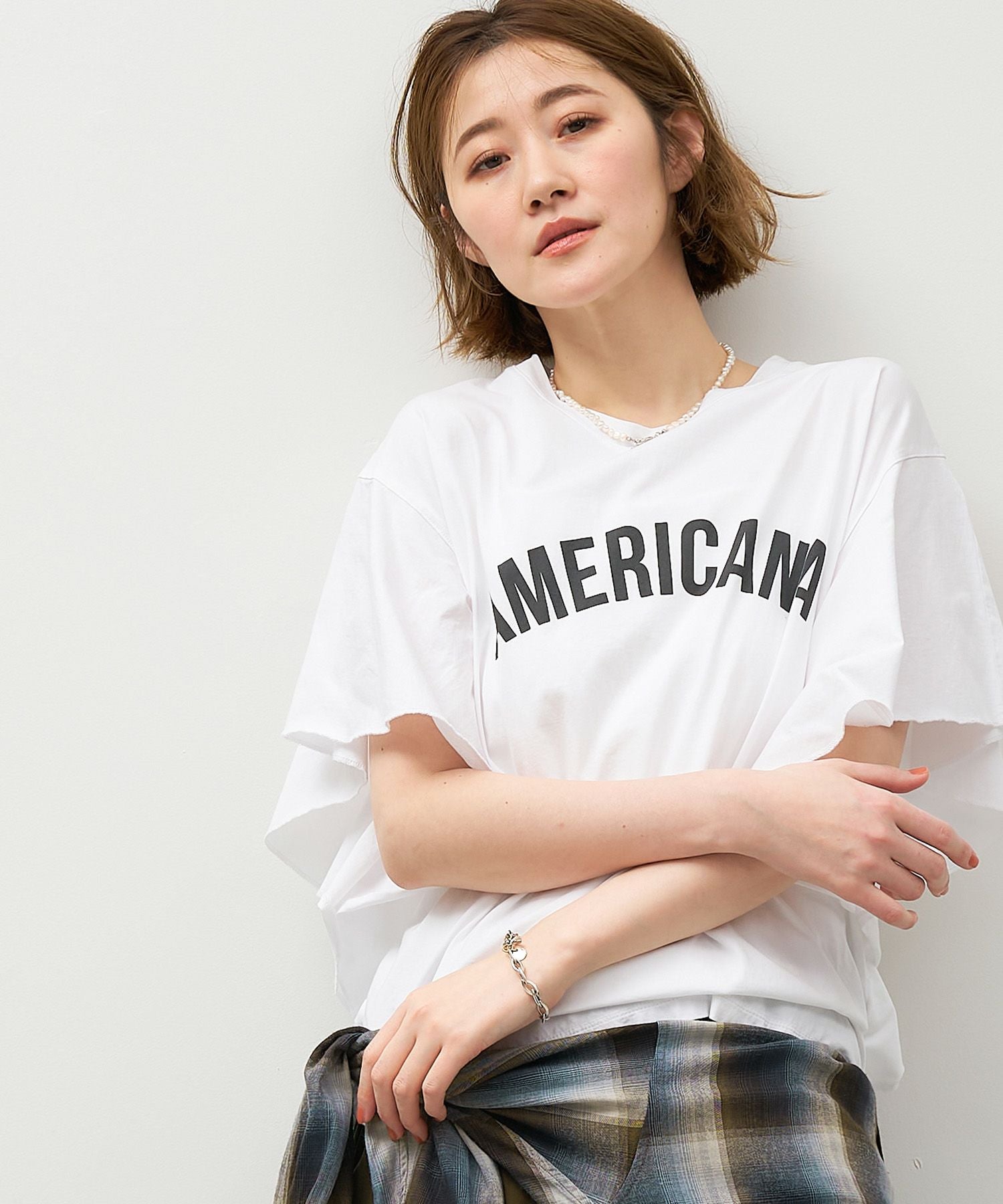 15th ANNIVERSARY 【AMERICANA×MICA&DEAL】フリルスリーブT-shirt