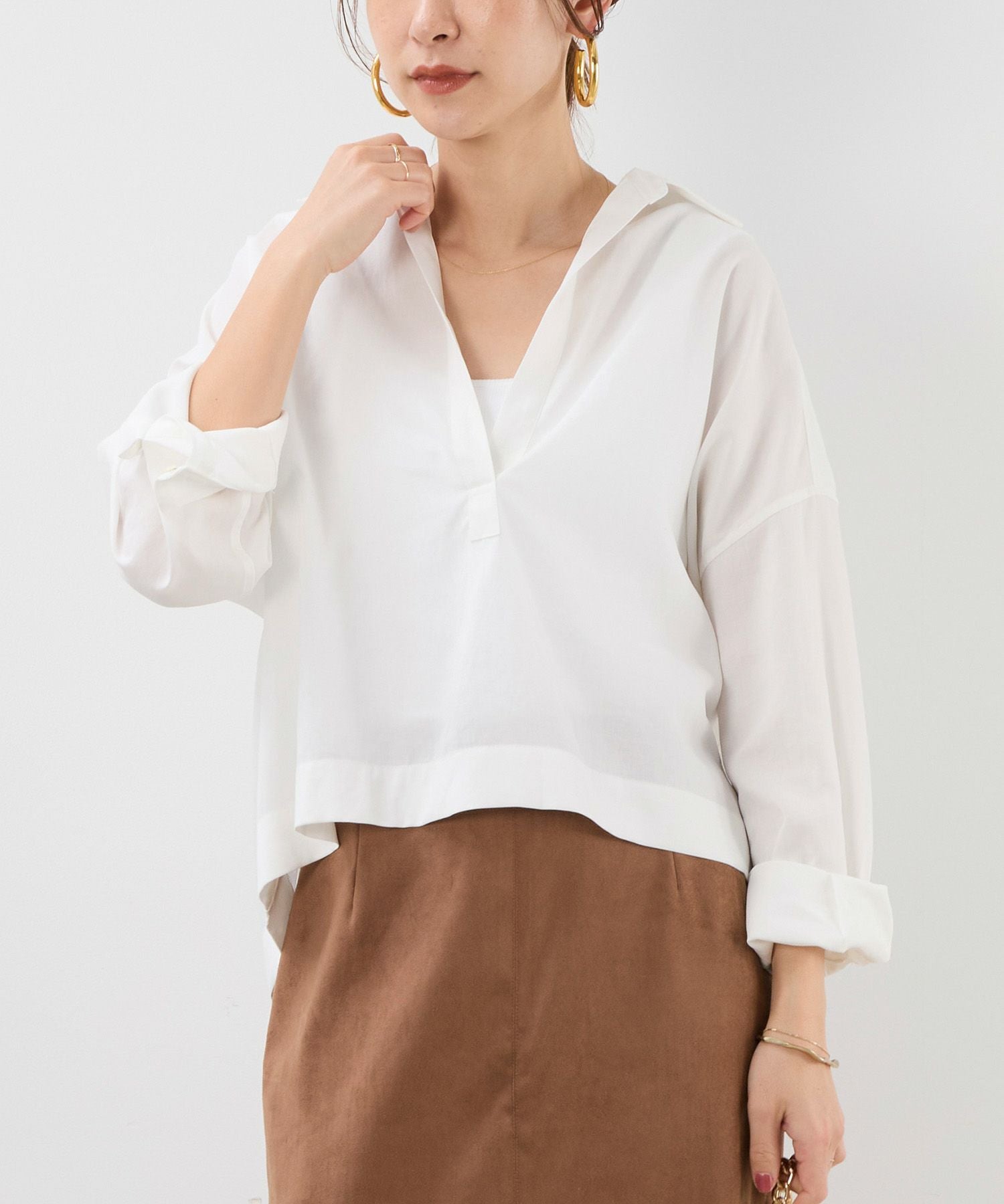50%off]スキッパークロップドシアーブラウス/0125301233 | MICA&DEAL