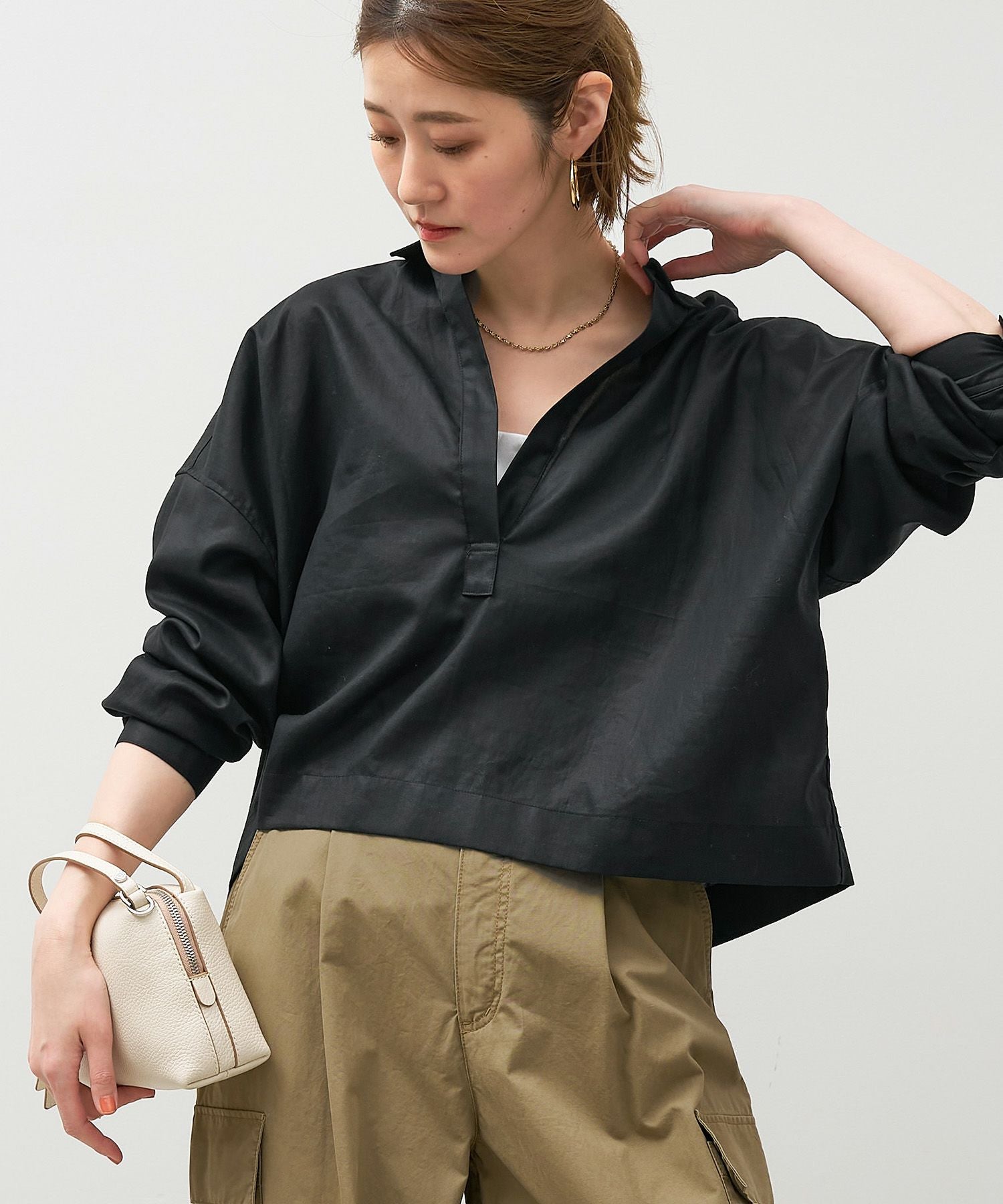 50%off]スキッパークロップドシアーブラウス/0125301233 | MICA&DEAL