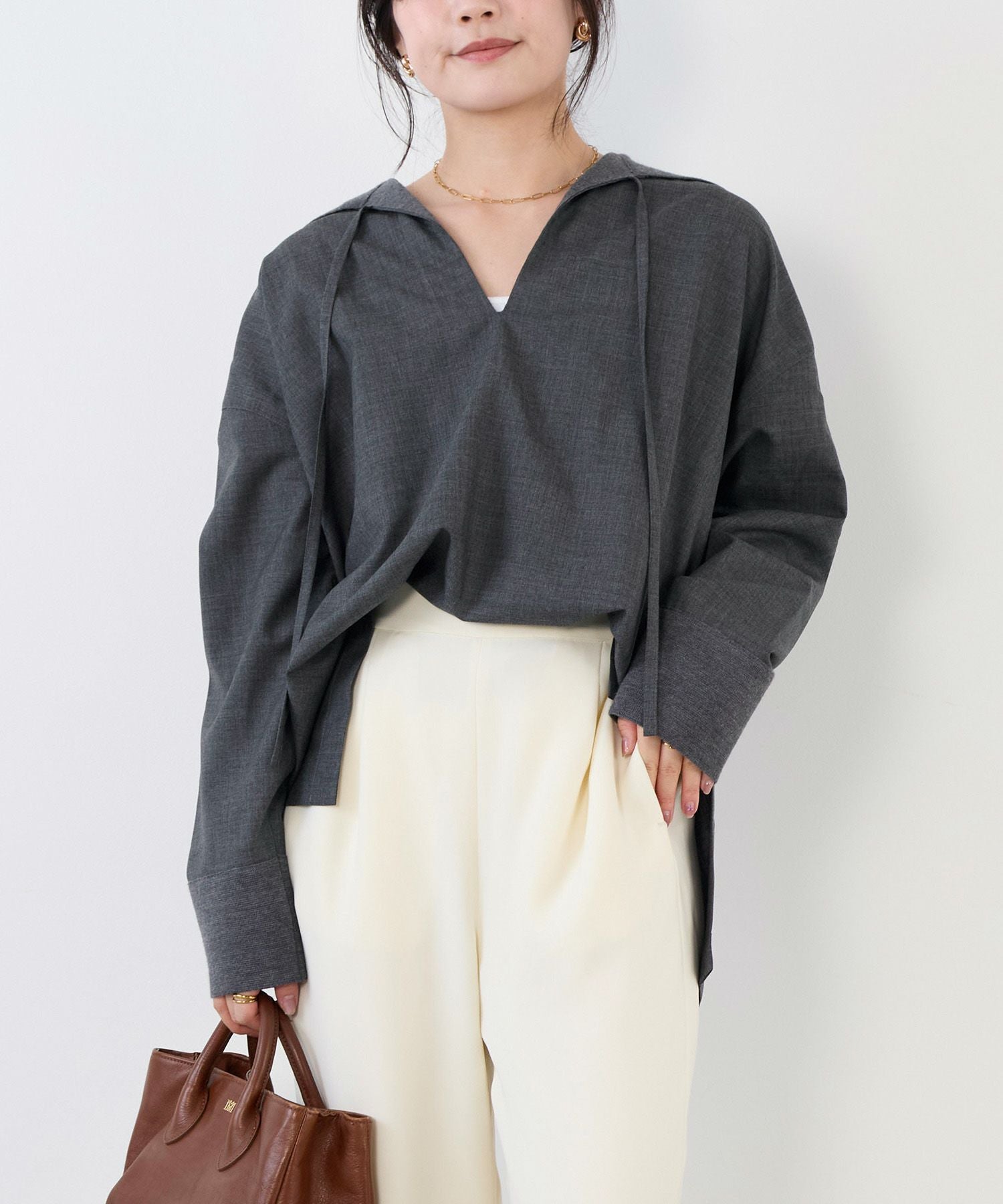 30%off]【ADAWAS】ライトウールスキッパーブラウス/0325301002
