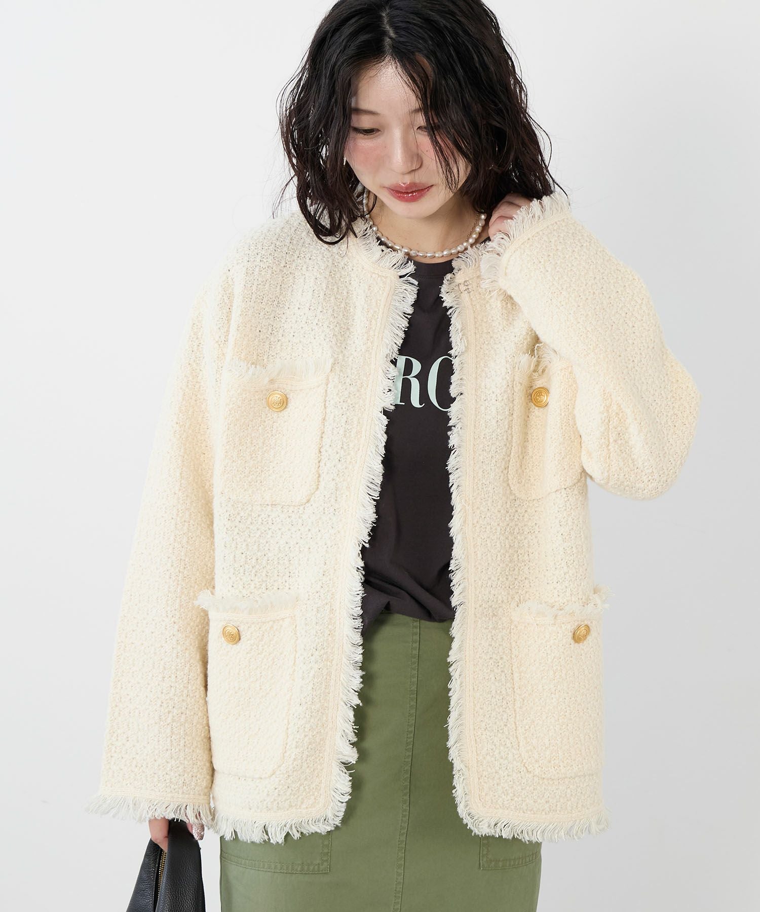 30%off]【ADAWAS】ツイードニットジャケット/0325305014 | MICA&DEAL