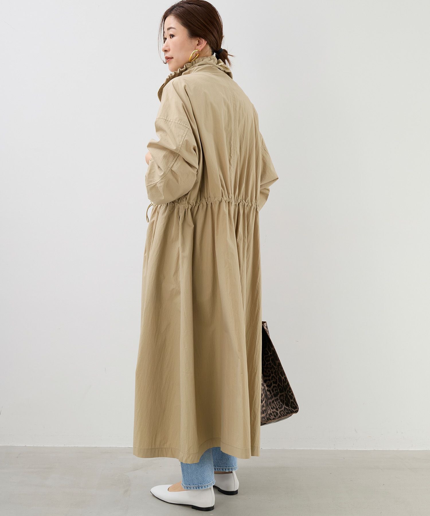 MICA&DEAL マイカアンドディール　ウエストギャザーフーデットロングコート 30%off]撥水-ウエストドロースタンドカラーコート/0125307264