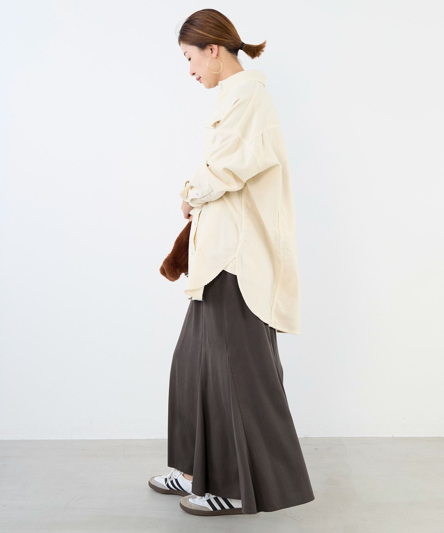 Healthy DENIM】コーデュロイビッグシャツ-Almond/0325301004