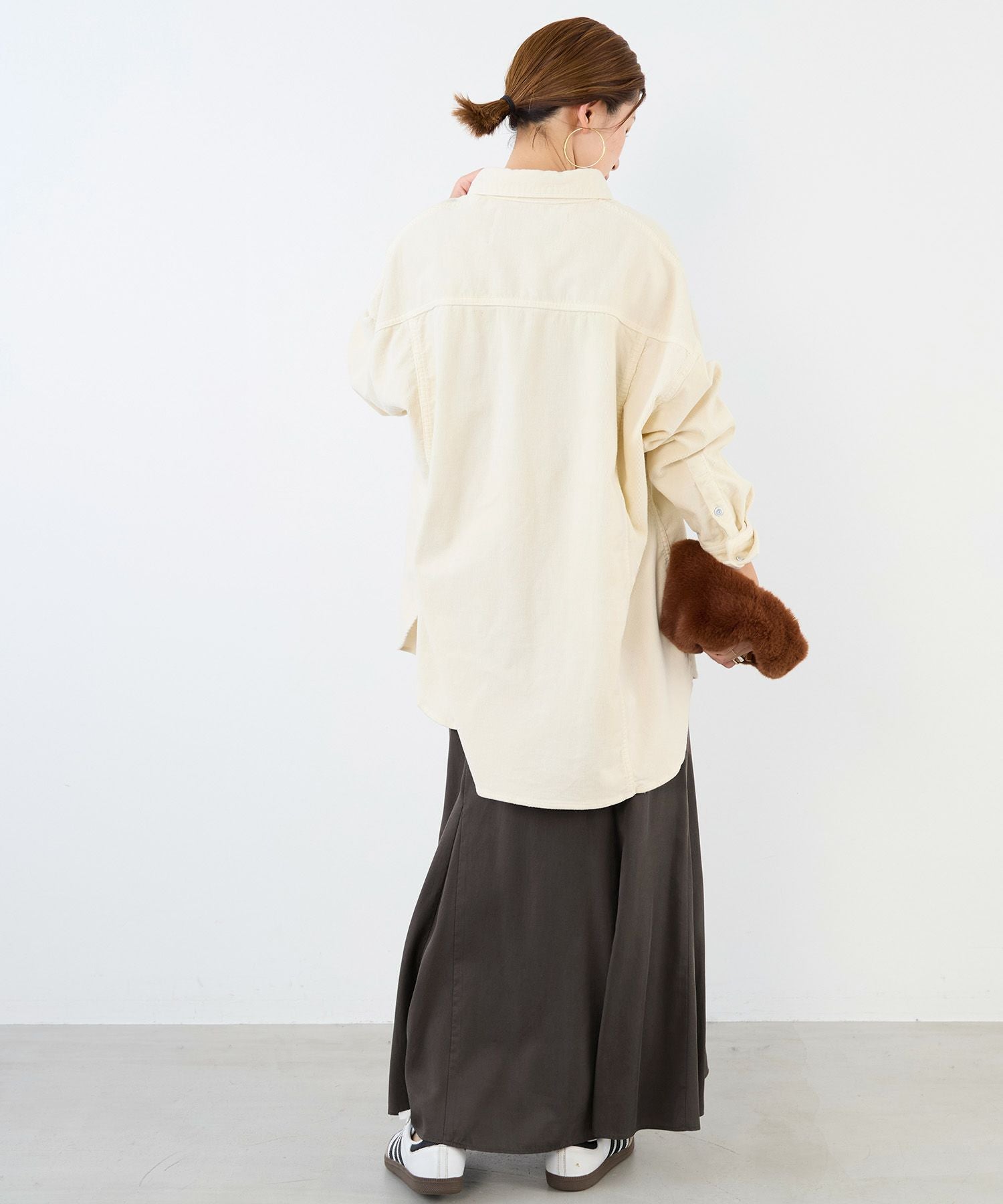 Healthy DENIM】コーデュロイビッグシャツ-Almond/0325301004