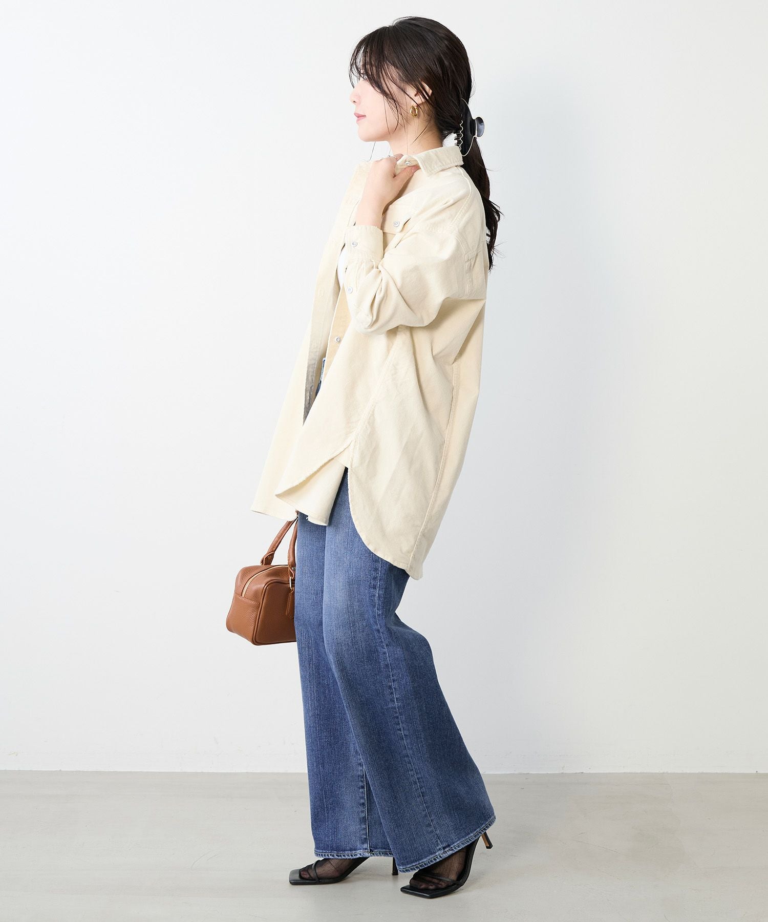 新品　Healthy Denim コーデュロイビッグシャツ　今期　20900円 Healthy DENIM】コーデュロイビッグシャツ-Almond/0325301004