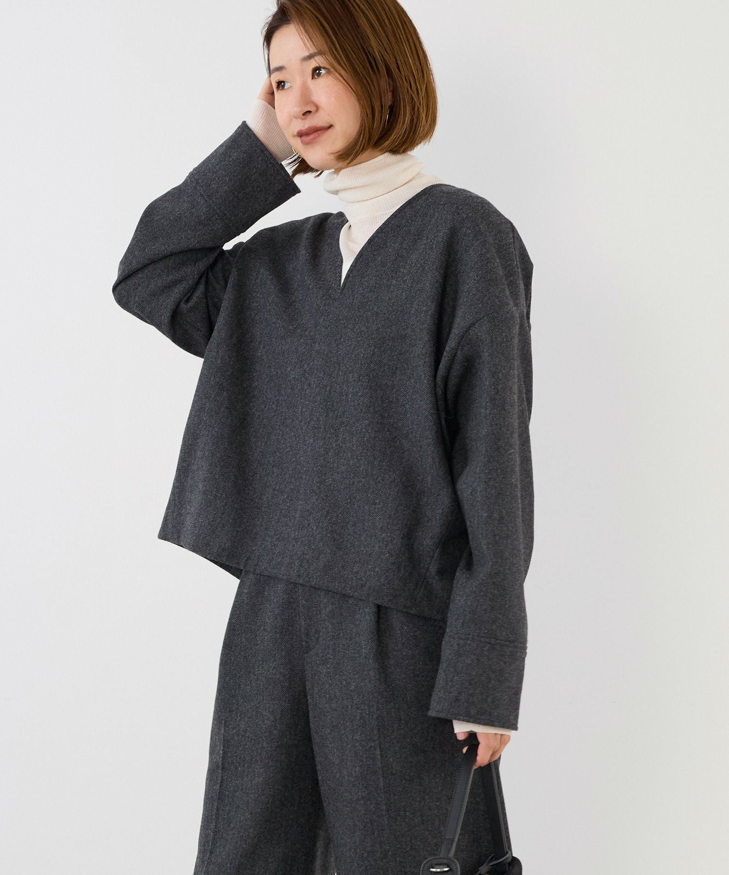 MICA&amp;DEAL シアーリブタートルネックニットプルオーバー　グレー 50%off]シアーリブタートルネックプルオーバー/0125408305 | MICA&DEAL