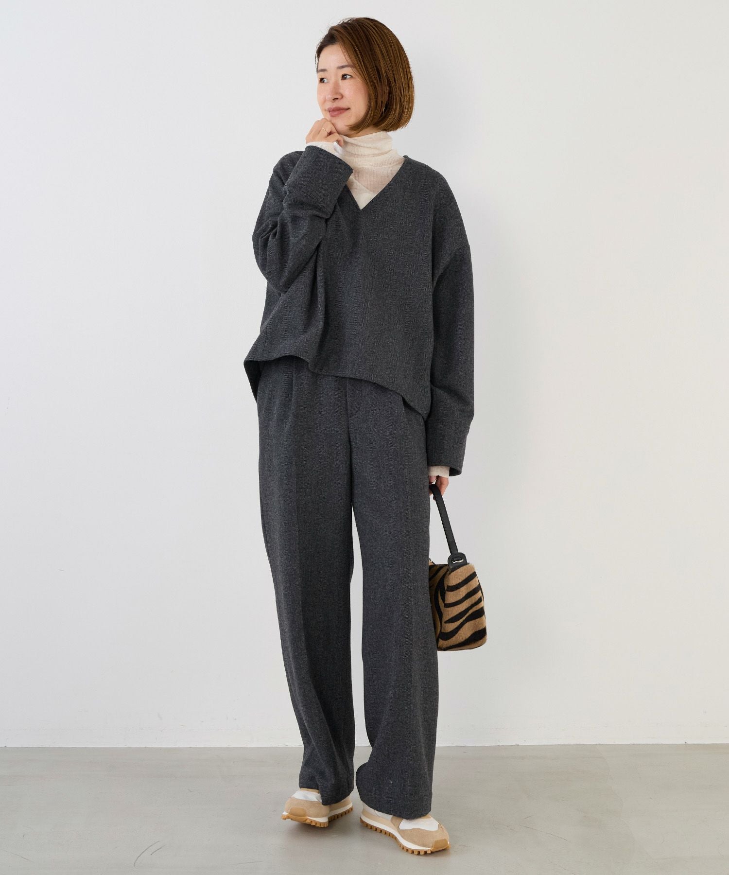 MICA&amp;DEAL シアーリブタートルネックニットプルオーバー　グレー 50%off]シアーリブタートルネックプルオーバー/0125408305 | MICA&DEAL
