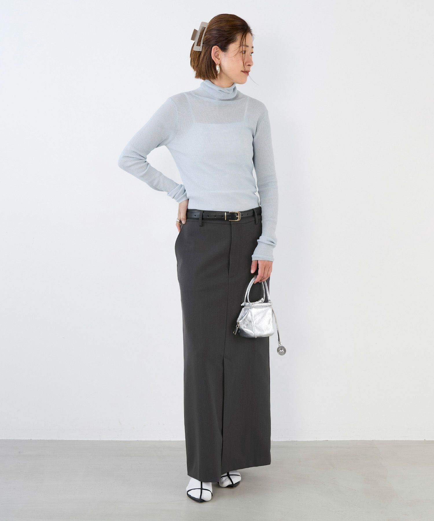 MICA&DEAL シアーリブタートルネックニットプルオーバー　グレー 50%off]シアーリブタートルネックプルオーバー/0125408305 | MICA&DEAL