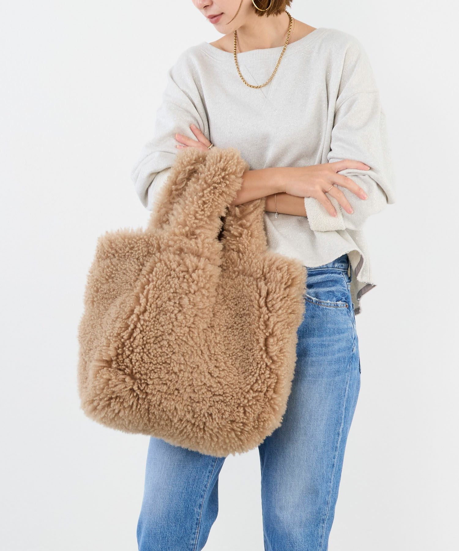 30%off]【Lisa Conte'】リバーシブルムートンバッグ-AZZURRA