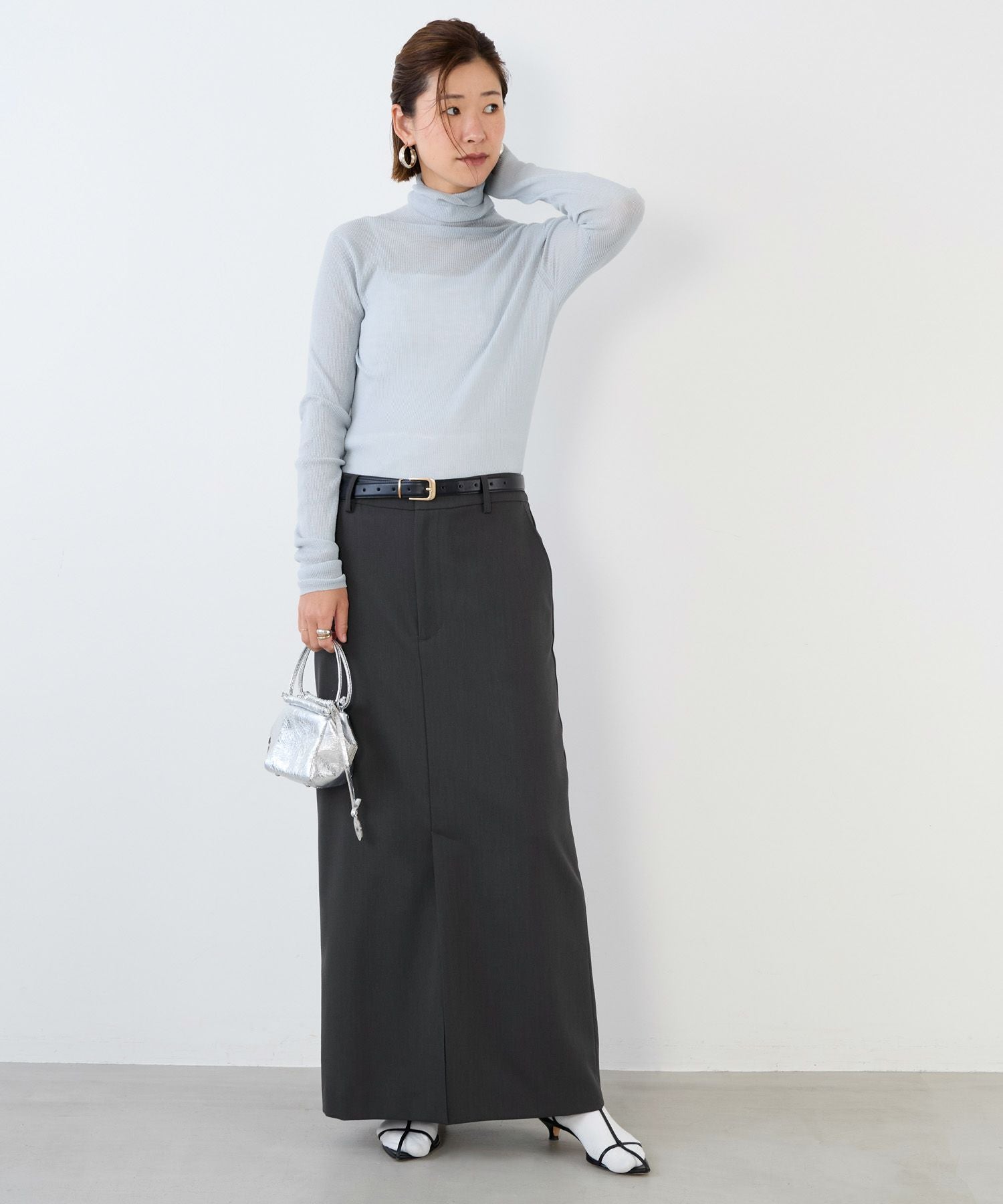 MICA&DEAL ベロア サイドスリット タイトスカート ブラック GW-SALE サイドスリット入り ニット タイトスカート Liala×PG 全3色