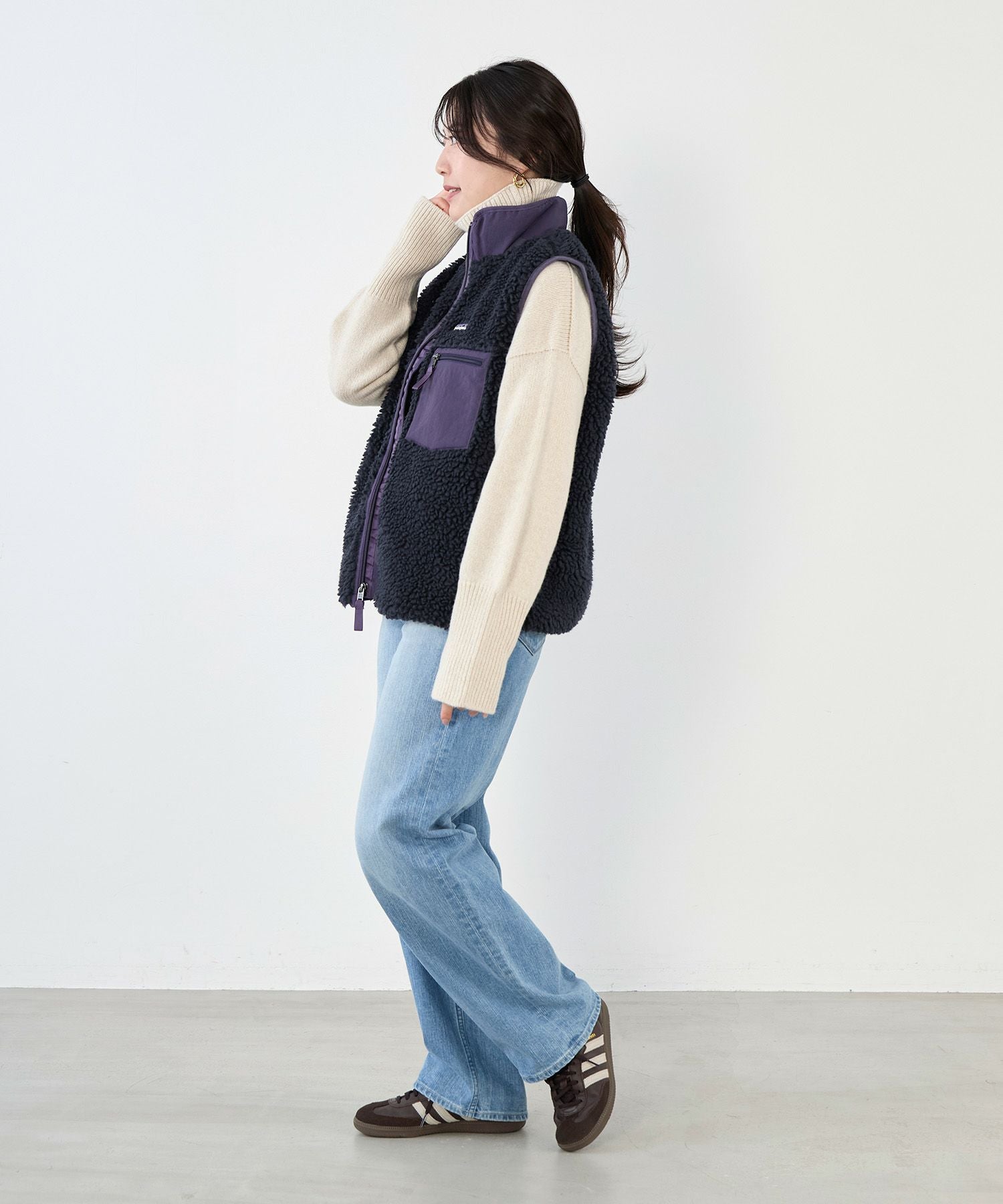patagonia クラシック レトロX ボアベストM クリーム/ネイビー patagonia】ウィメンズ クラシック レトロX ボアベスト-W's Classic