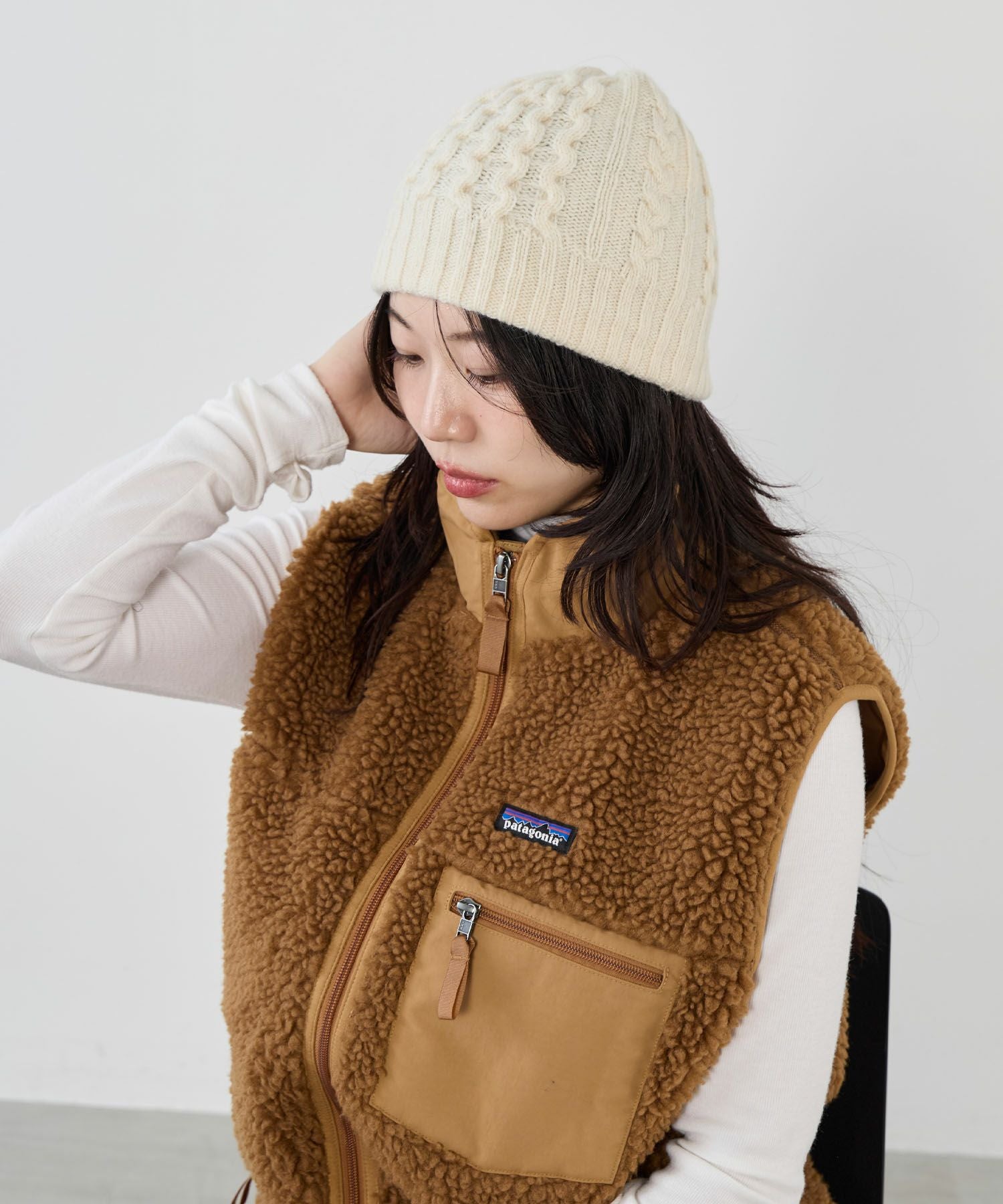 patagonia ツバ付きニット帽　 ビーニー ブラウン patagonia】コースタルケーブルビーニー-Coastal Cable Beanie