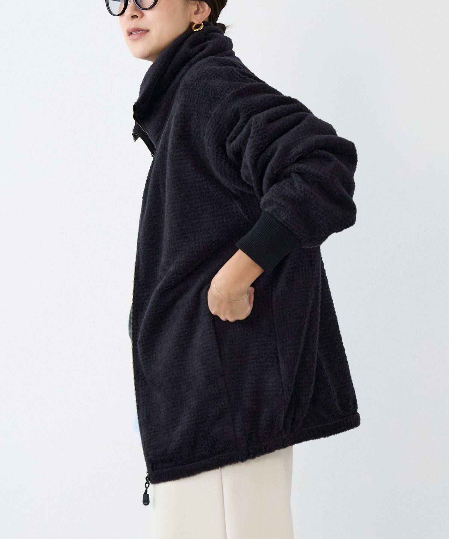 フリーズ　オーバーニット　ブラック THE NORTH FACE PURPLE LABEL】ウールフリースジップアップセーター