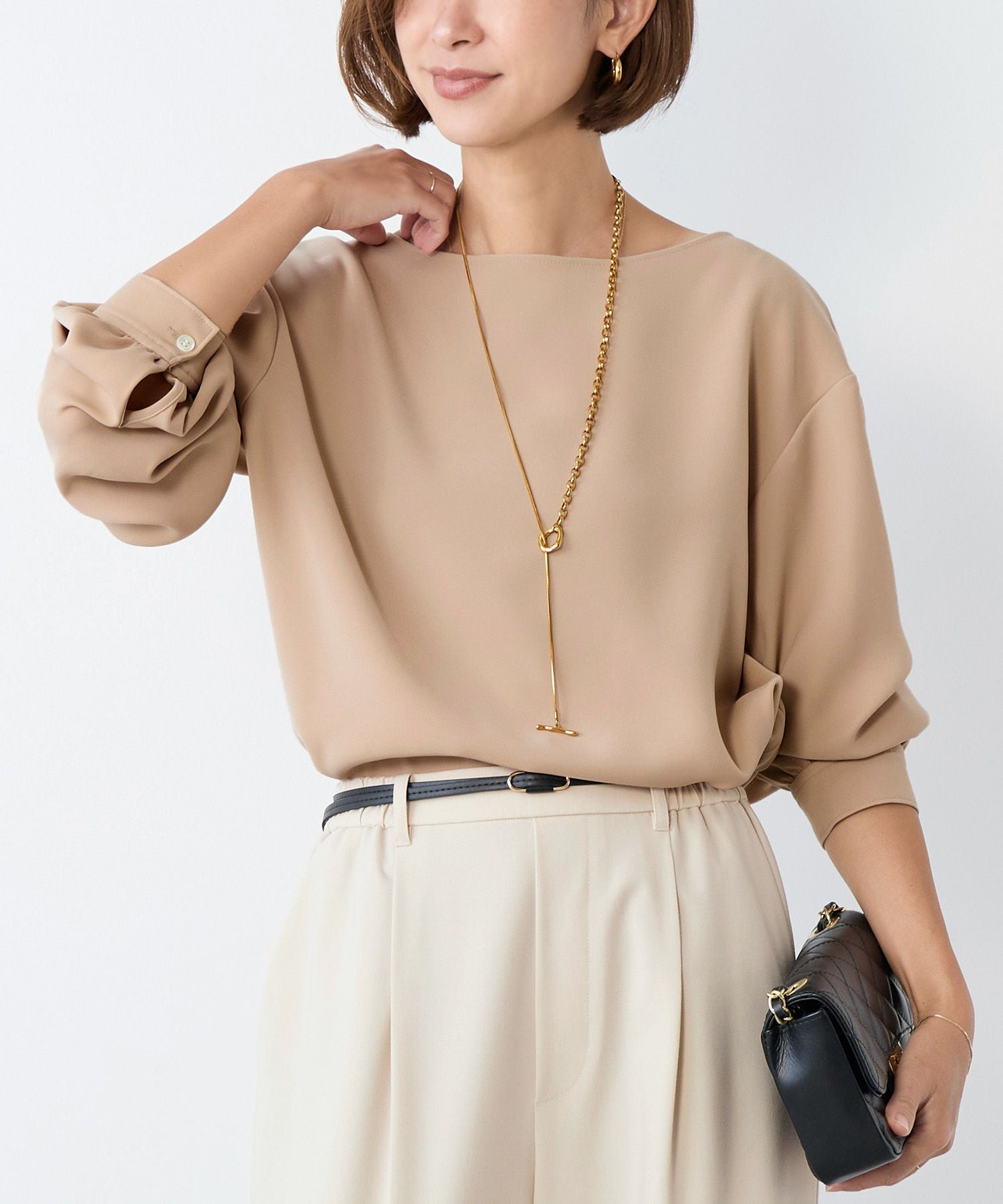 新品　CARAMEL ブラウス　2歳　ベージュ シルキーボートネックブラウス | MICA&DEAL ONLINE STORE
