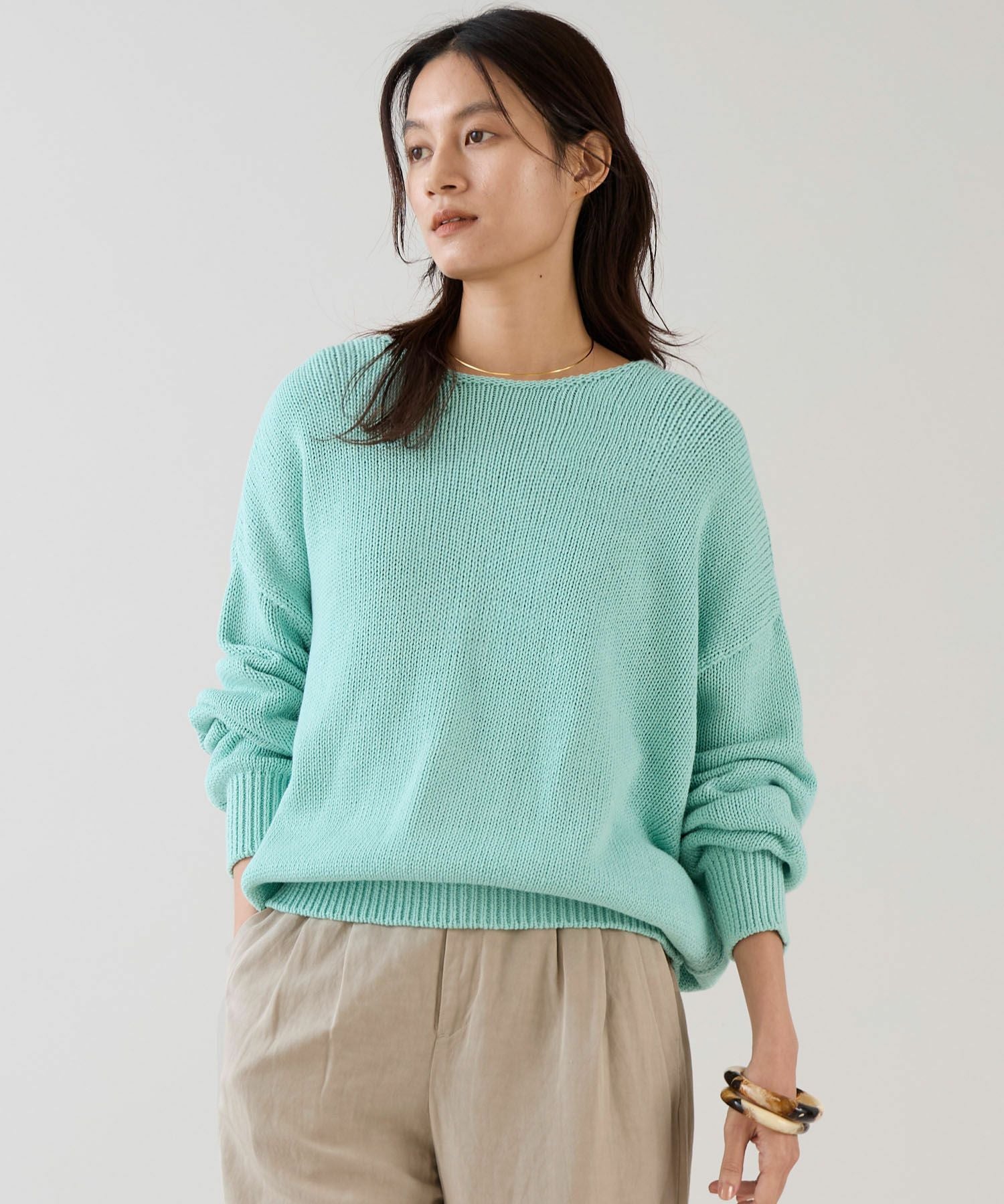 マーコ　新品未使用タグ付　ルネ　パールニット　34 グリーン marmors】tape yarn color loose knit | MICA&DEAL ONLINE STORE