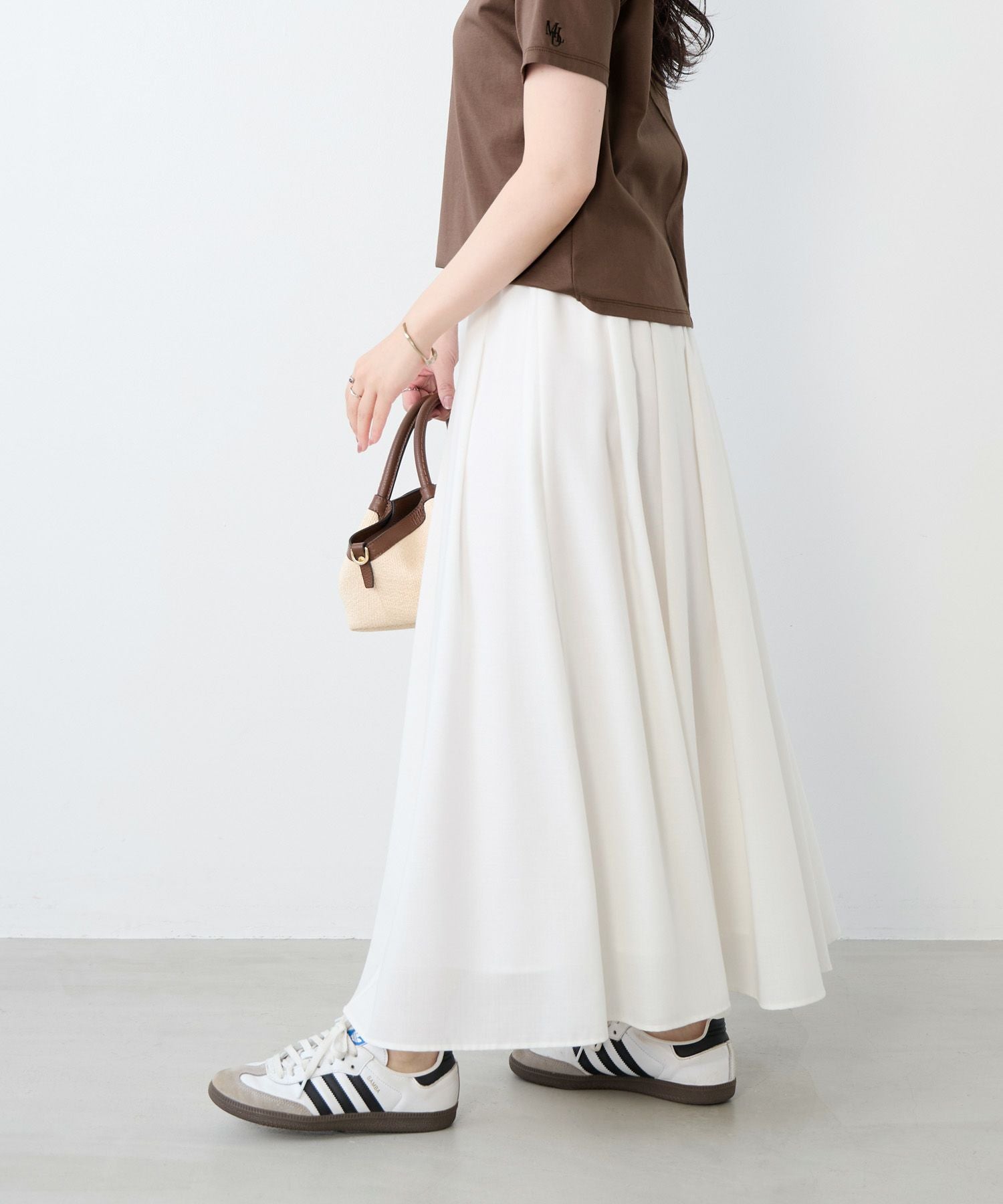 MACHATT ホワイトロングスカート ボイルタックギャザーロングスカート | MICA&DEAL ONLINE STORE