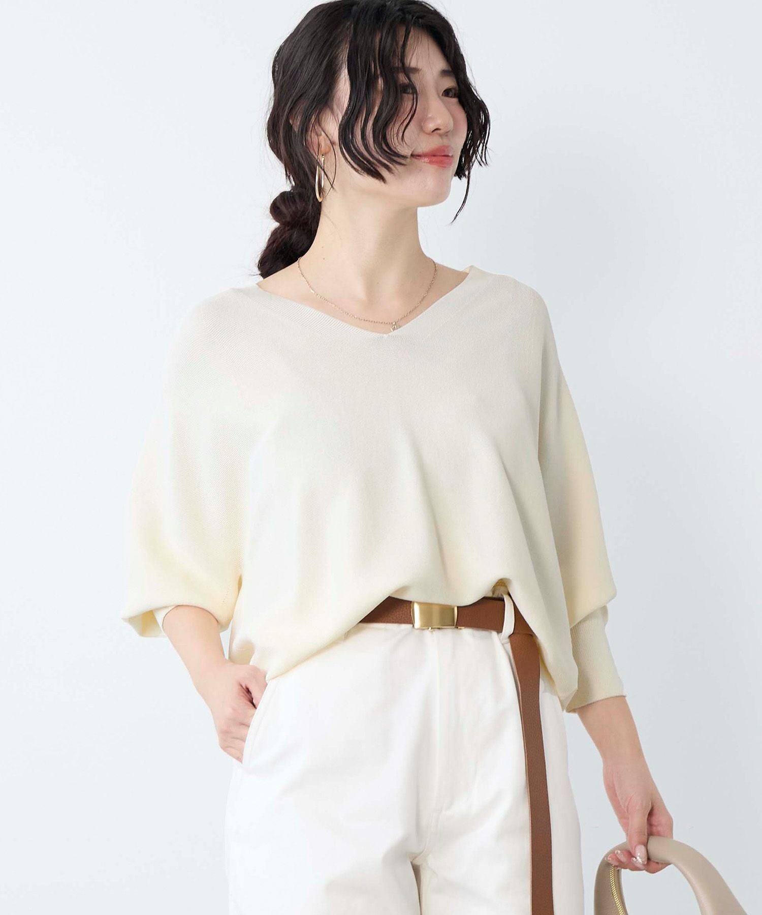 お値下げ中 Gather Stick Knit &amp; Back Ｖ Knit ロマンティックケーブル肩あきニット/MAJESTIC LEGON(マジェスティック