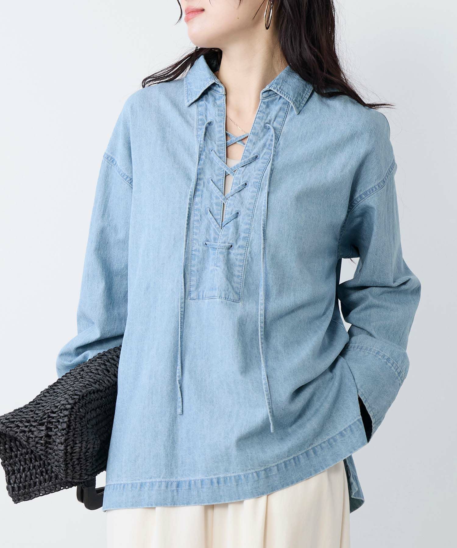 レースアップデニムブラウス | MICA&DEAL ONLINE STORE