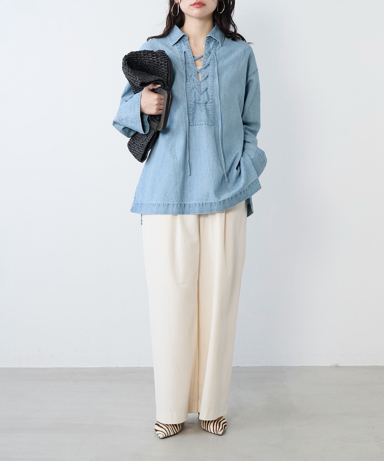 レースアップデニムブラウス | MICA&DEAL ONLINE STORE