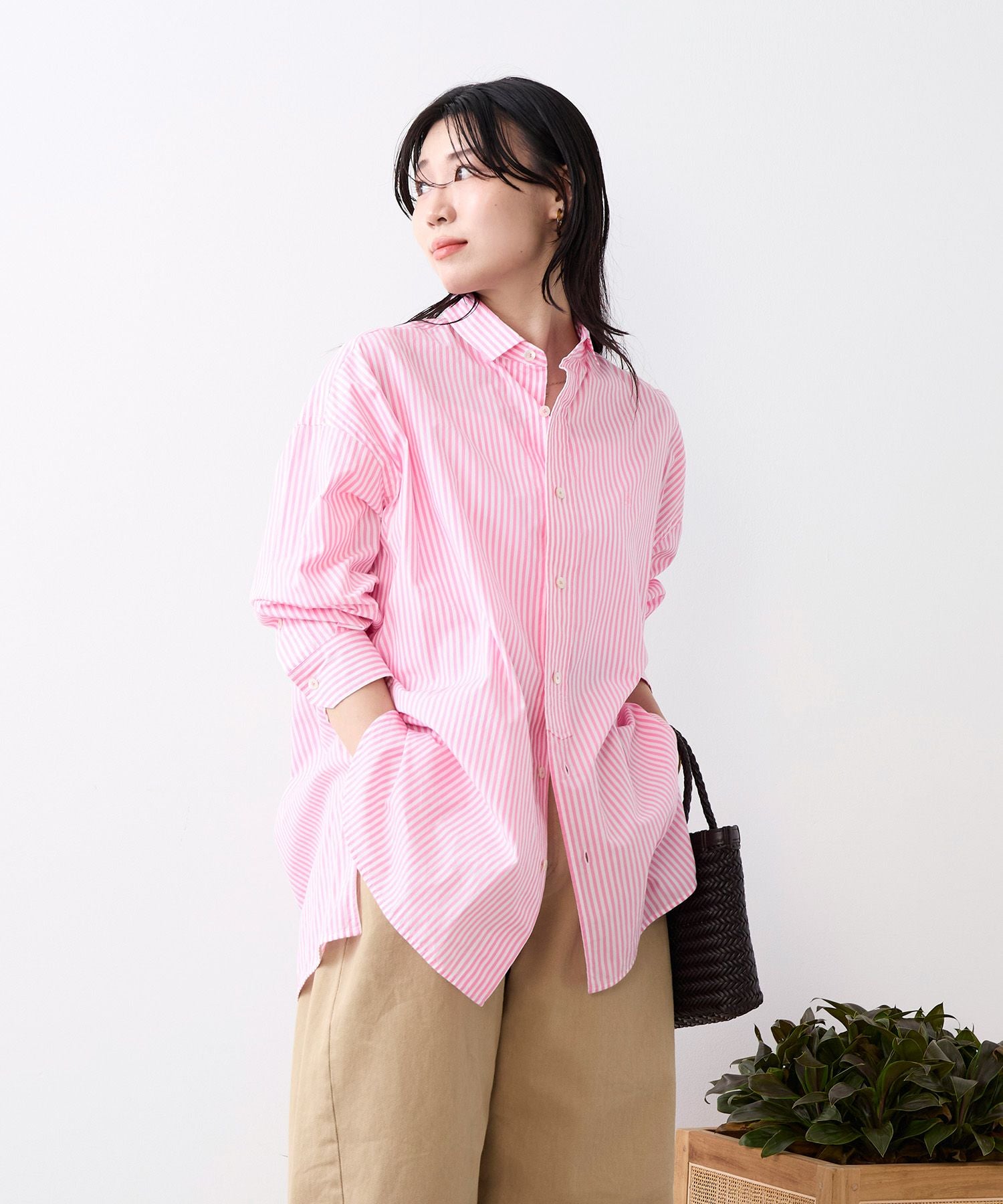 新品タグ付き✨ティッカ TICCA バルーンスリーブシャツ ピンク 22SS TICCA(ティッカ)｜【UNISEX】スクエアビッグシャツ/ピンクストライプ