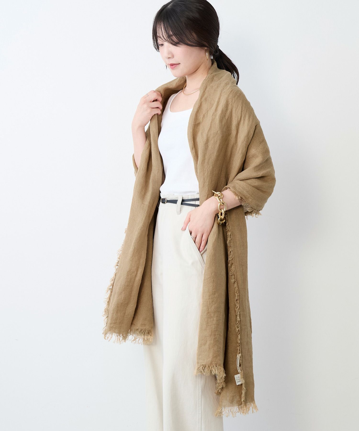 ASAUCE MÊLER リネンストール　美品 ASAUCE MELER】リネンガーゼストール | MICA&DEAL ONLINE STORE
