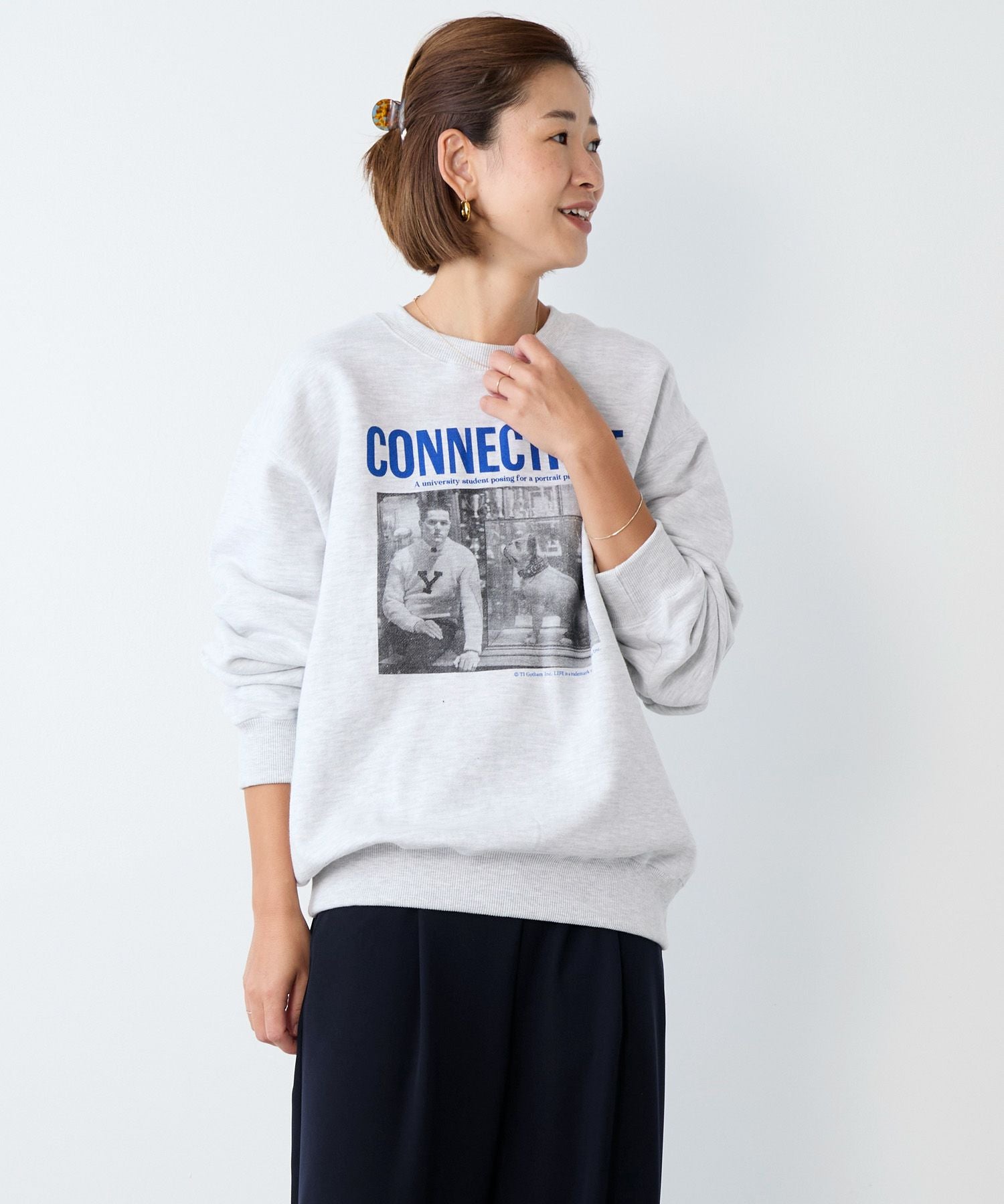 Johnbull】フォトプリント裏毛スウェット-LIFE CONNECTICUT SWT