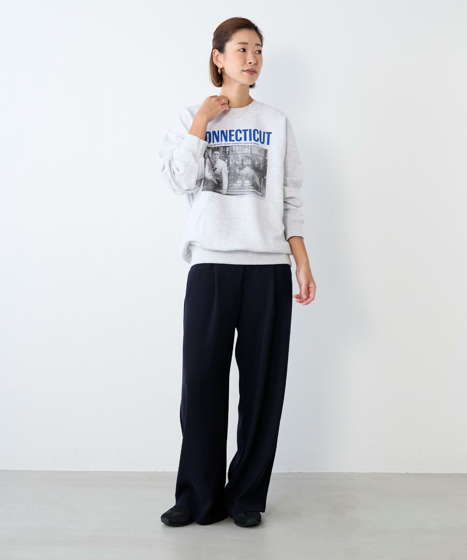 Johnbull】フォトプリント裏毛スウェット-LIFE CONNECTICUT SWT