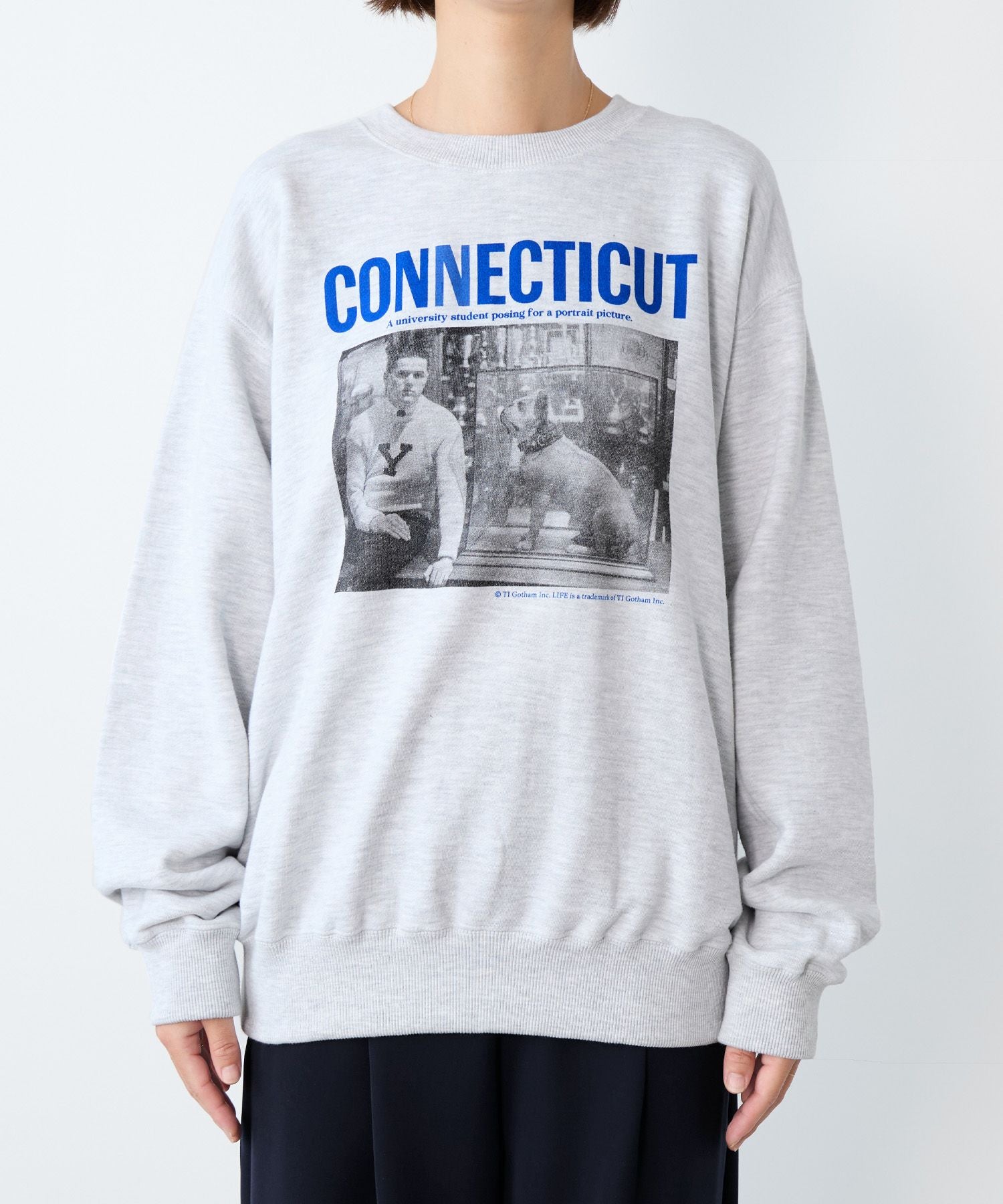 Johnbull】フォトプリント裏毛スウェット-LIFE CONNECTICUT SWT