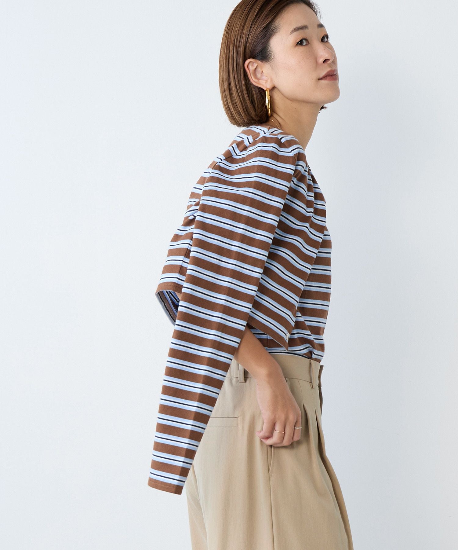 30%off]【Le minor】ボーダーショートカーディガン-SHORT CARDIGAN