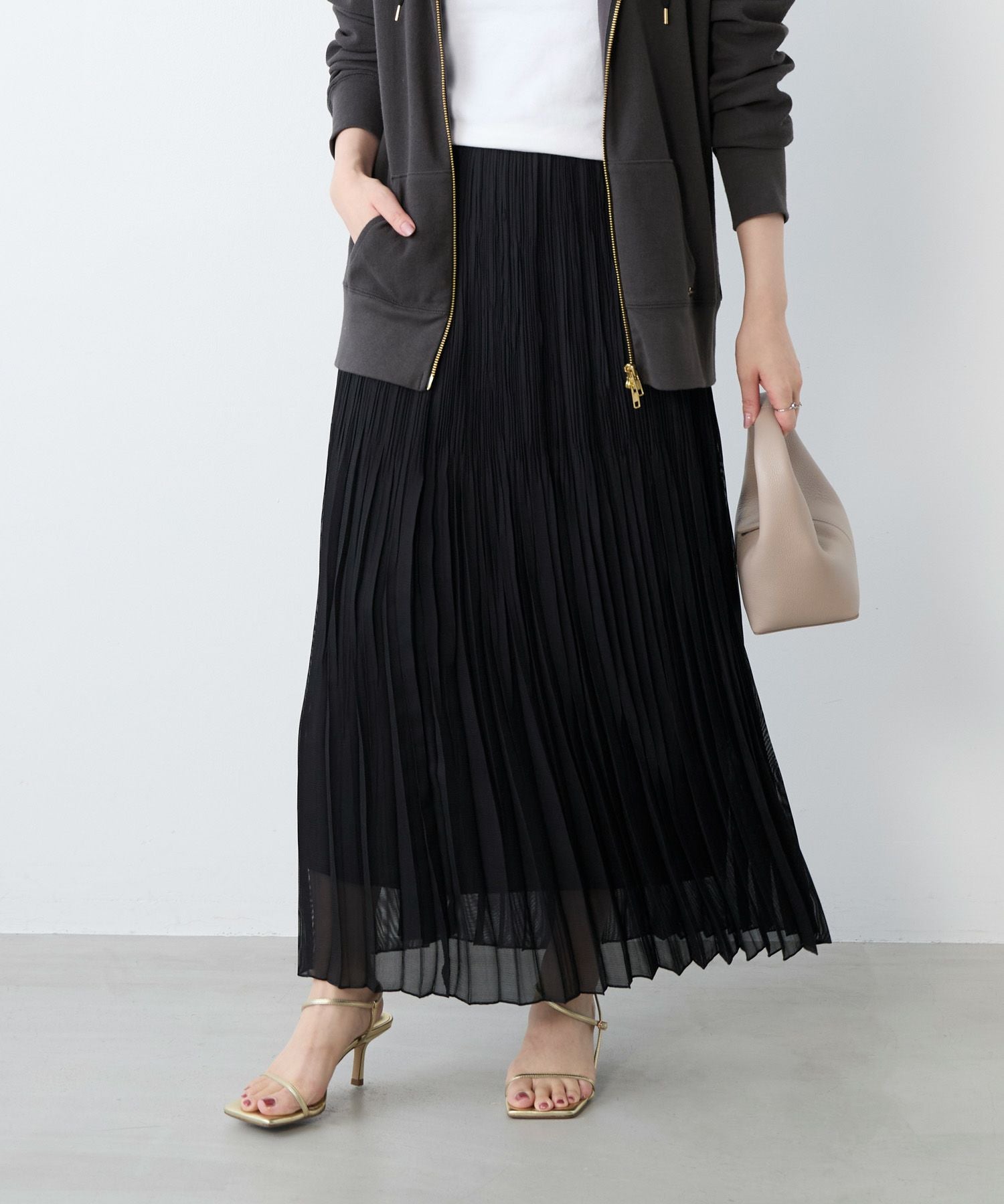 からみスカート　黒 カラミプリーツロングスカート | MICA&DEAL ONLINE STORE