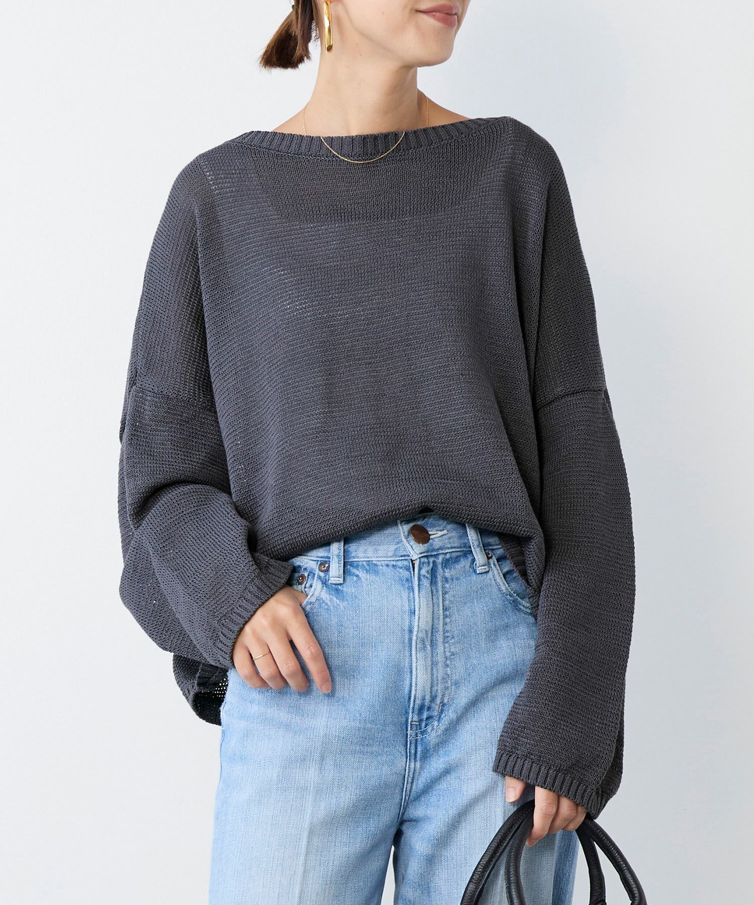 【専用】マイカ&amp;ディール　ボートネックニット　カーキ MICA&DEAL（マイカ＆ディール）の「ボートネックルーズニットプル