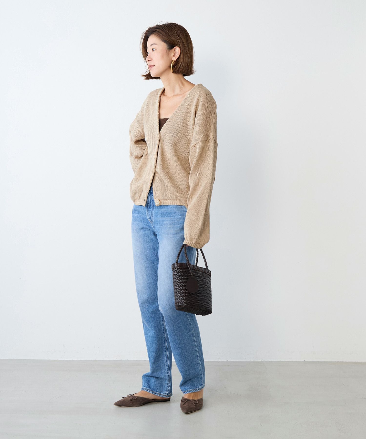 極美品◆グレースクラス◆カラーブロックニットカーディガン◆ネイビー36 ウールMIXモヘヤタッチニットカーディガン[kz220] | レディース
