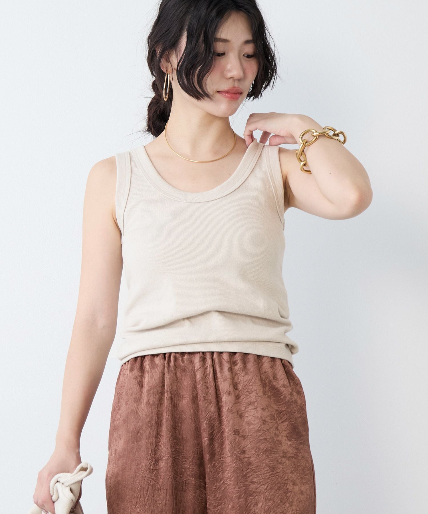 30%off]リネンブレンドテレコリブタンクトップ | MICA&DEAL ONLINE STORE