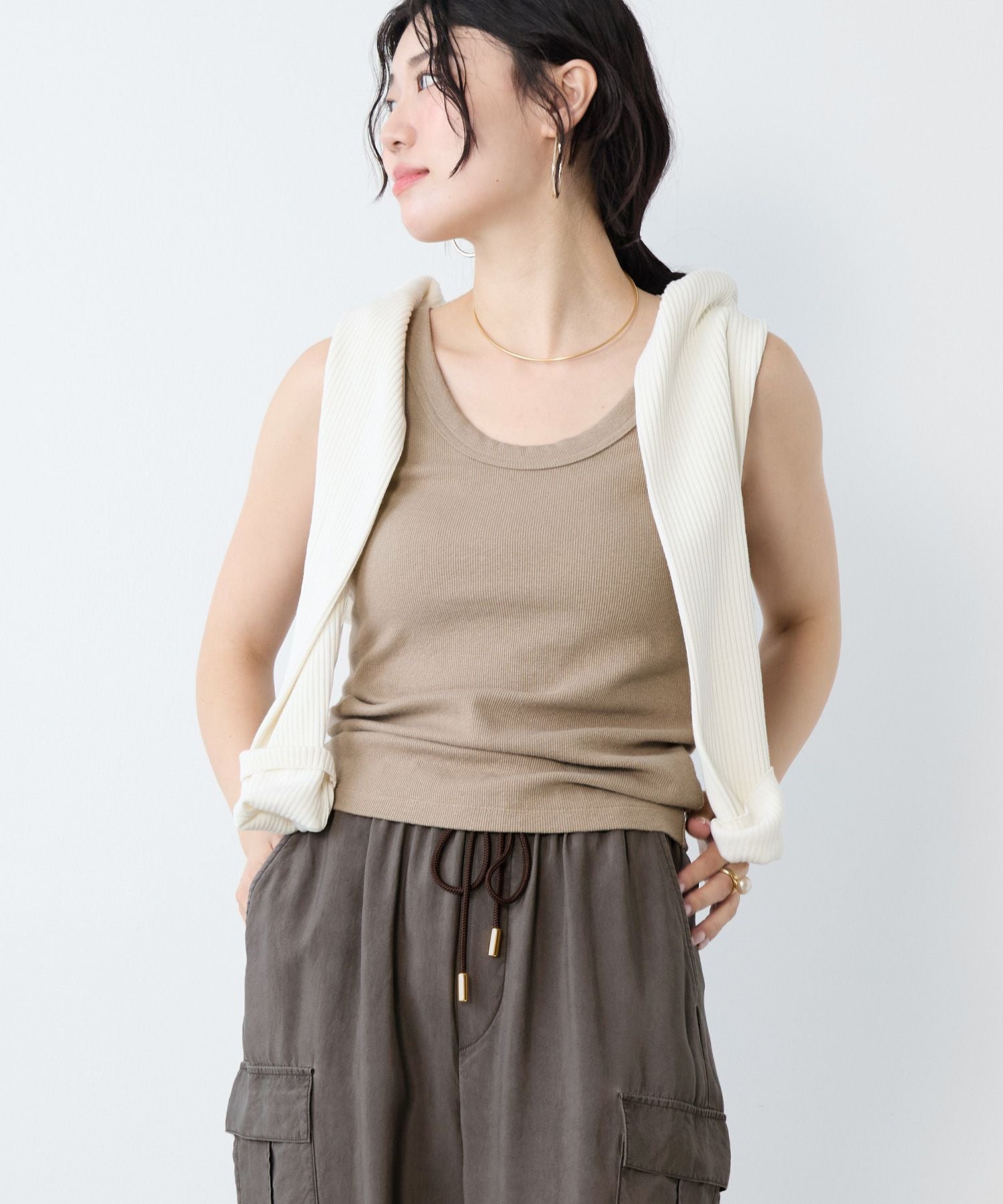 30%off]リネンブレンドテレコリブタンクトップ | MICA&DEAL ONLINE STORE