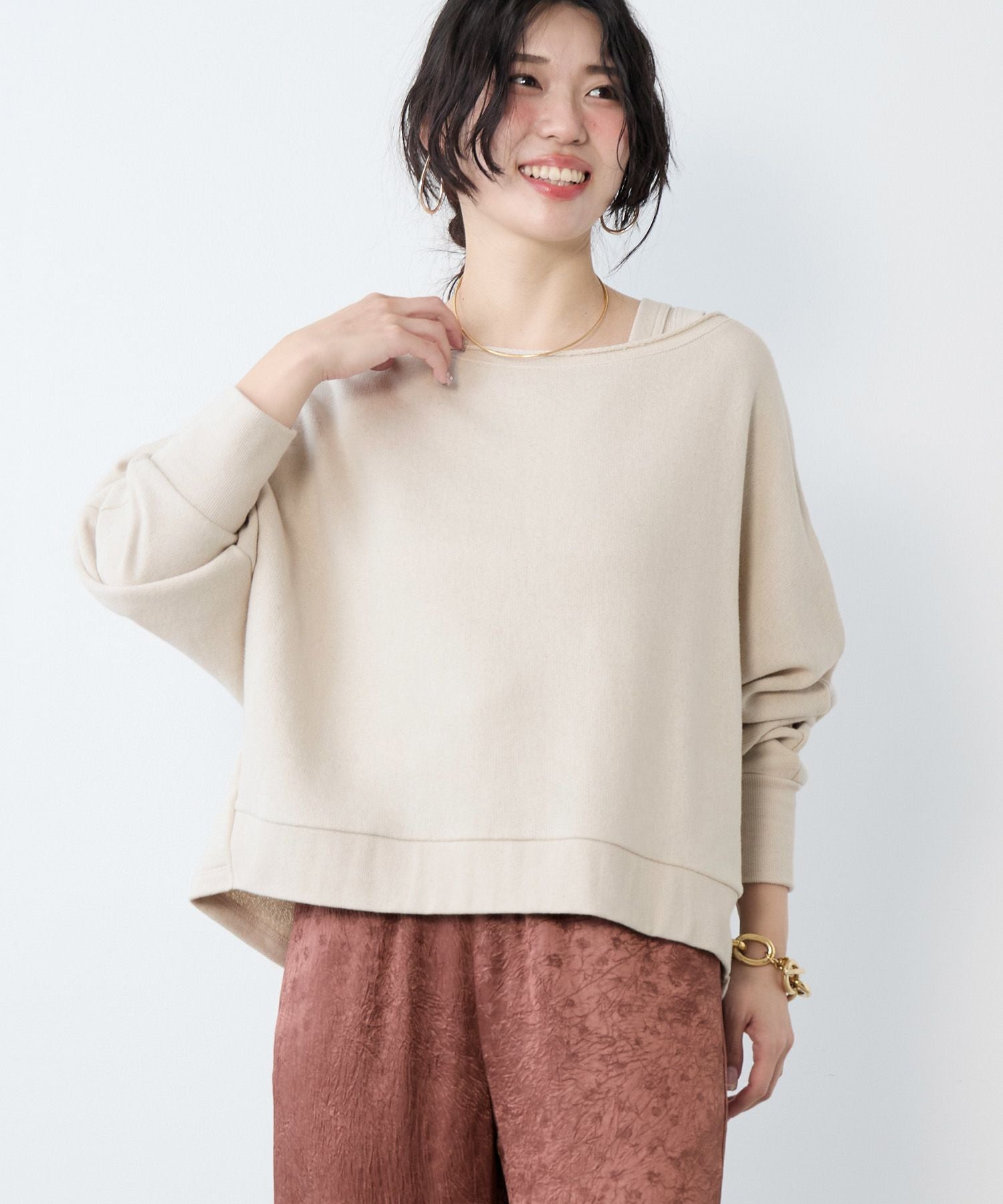 リネンブレンドドルマンルーズスウェット | MICA&DEAL ONLINE STORE
