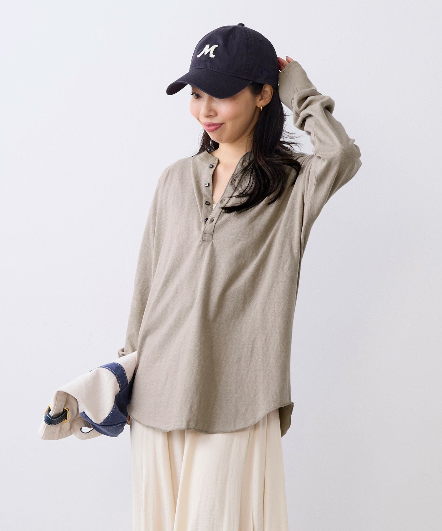 AMERICANA】別注-前後2WAYヘンリーネックロングT-shirt | MICA&DEAL