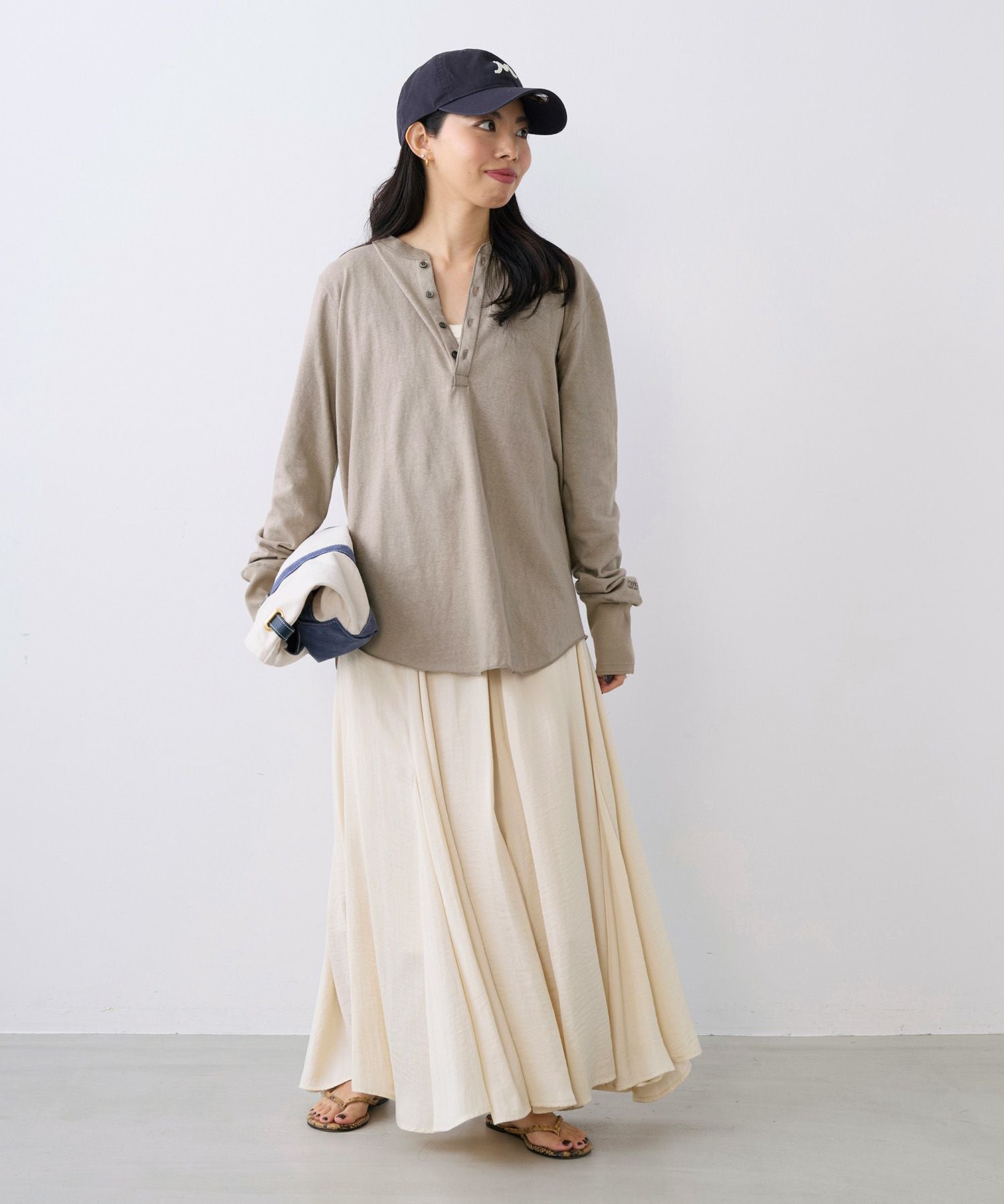 AMERICANA】別注-前後2WAYヘンリーネックロングT-shirt | MICA&DEAL