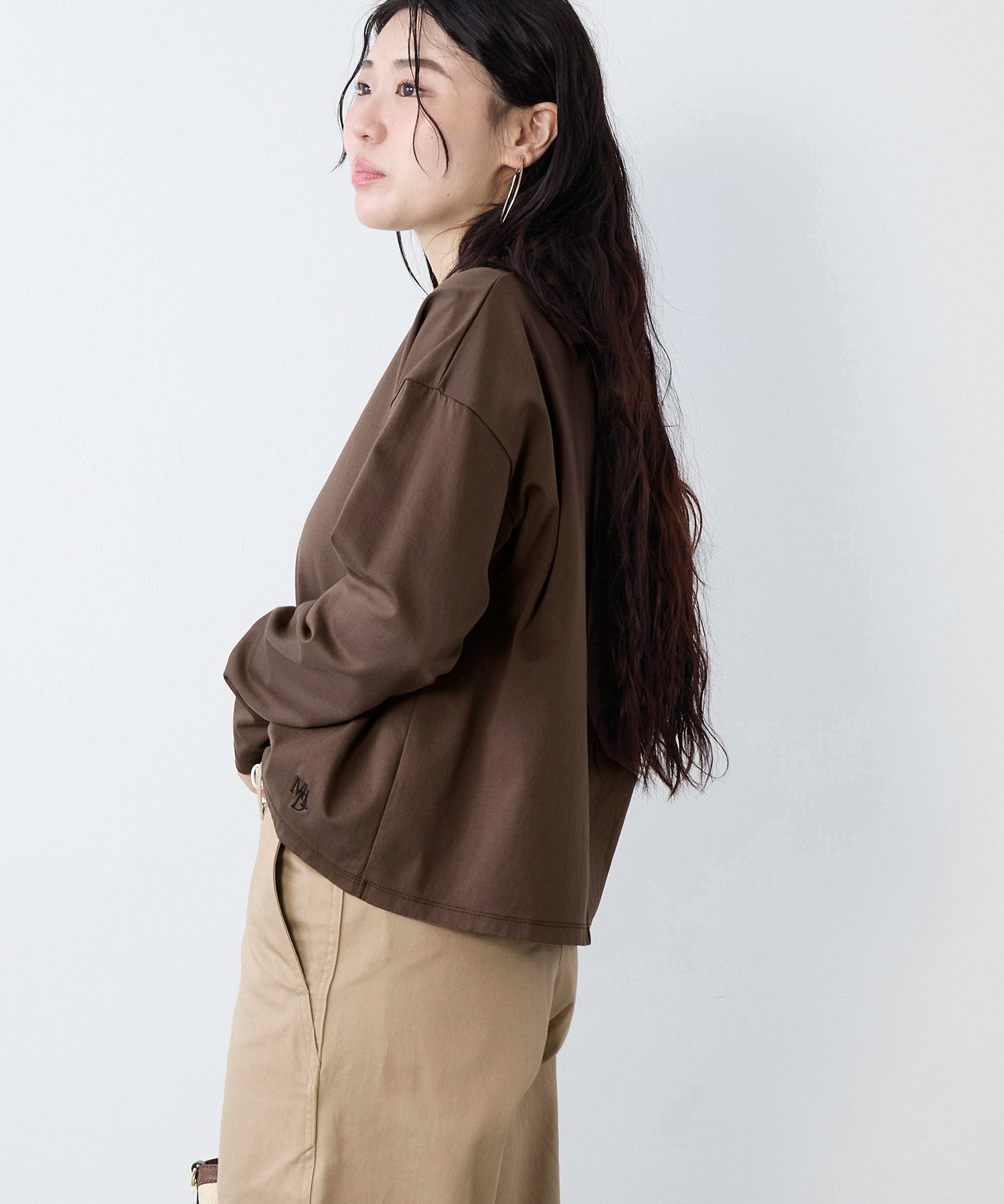 接触冷感/UVカット-ワンポイント刺繍ロングT-shirt | MICA&DEAL ONLINE