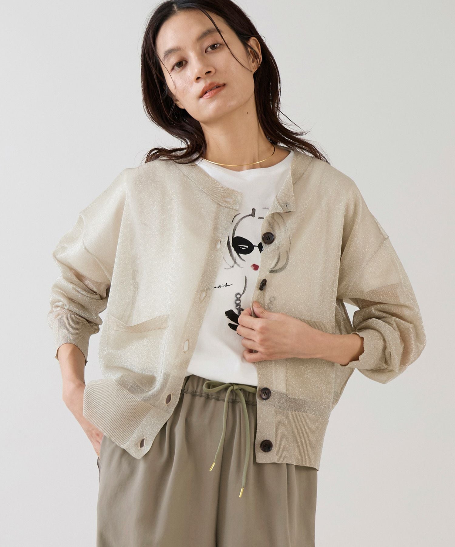 marmors】sheer lame crewneck cardigan | MICA&DEAL ONLINE STORE
