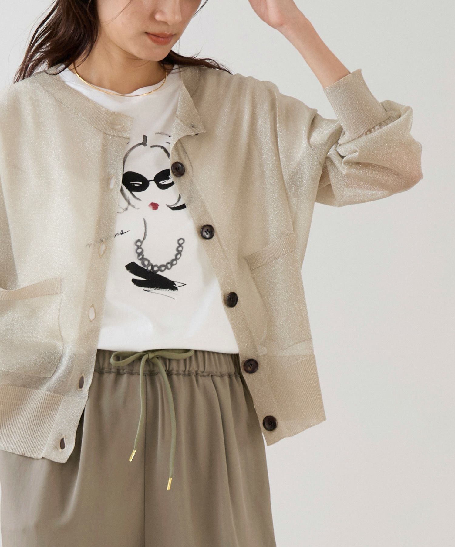 marmors】sheer lame crewneck cardigan | MICA&DEAL ONLINE STORE