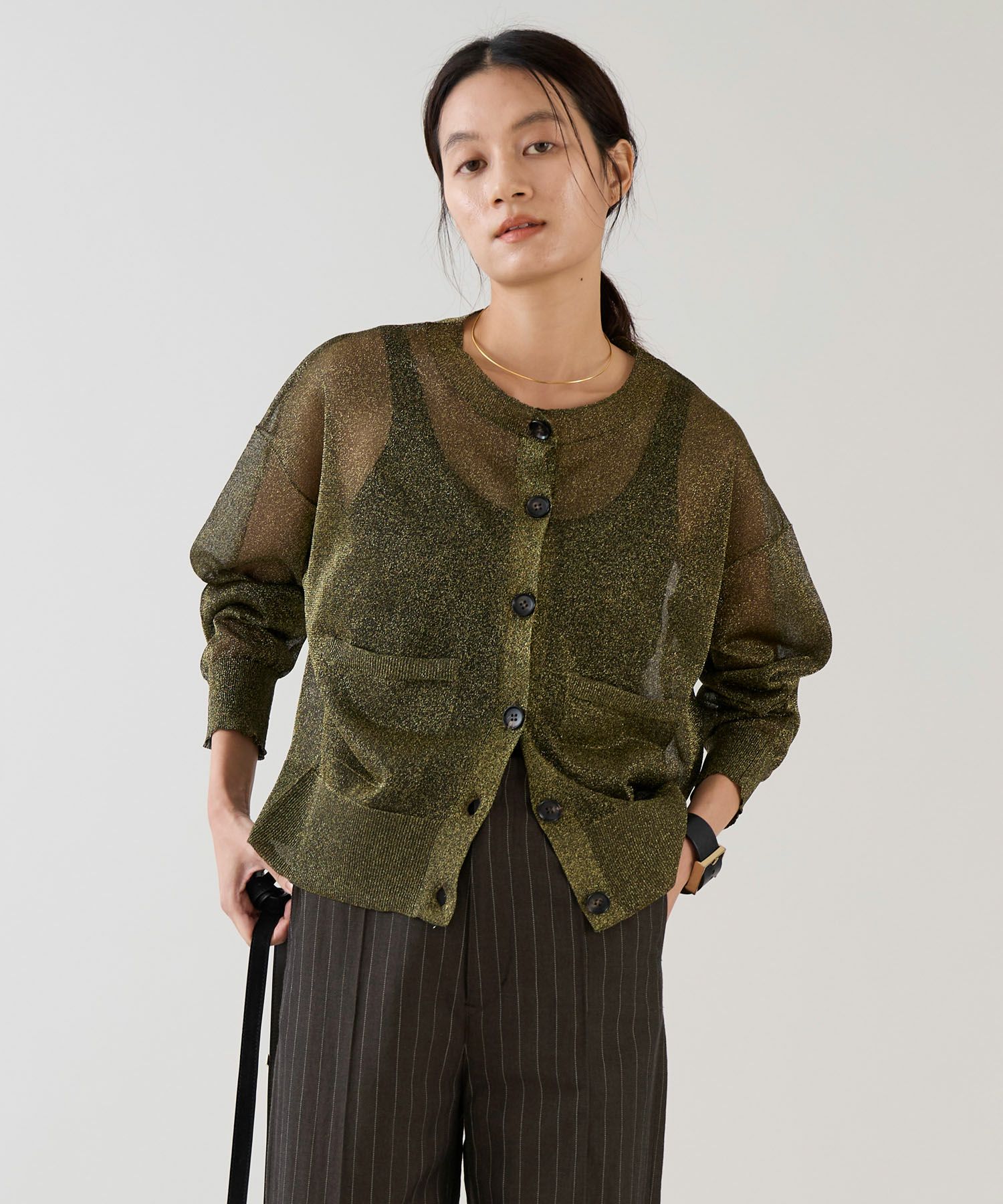marmors】sheer lame crewneck cardigan | MICA&DEAL ONLINE STORE