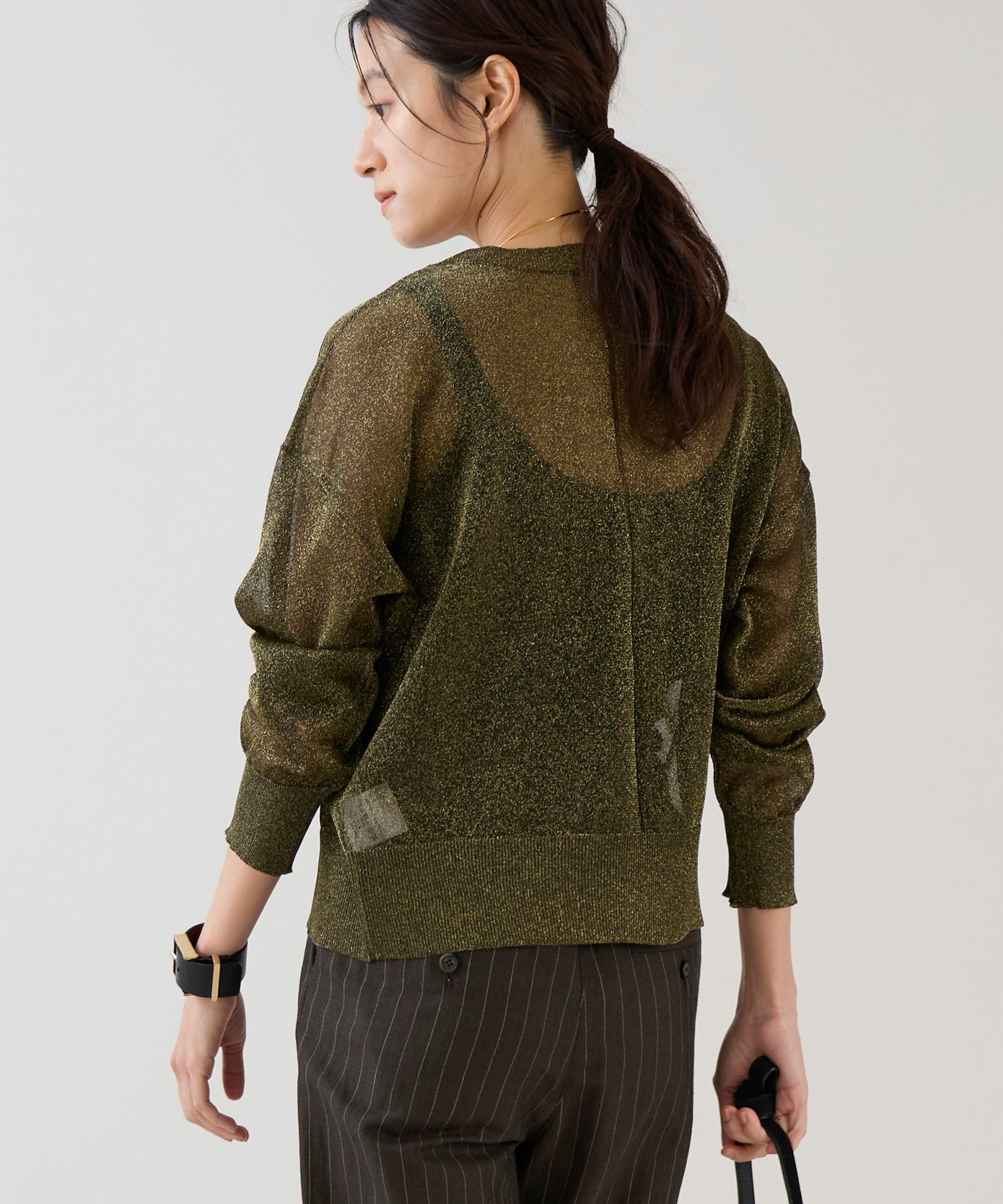 marmors】sheer lame crewneck cardigan | MICA&DEAL ONLINE STORE