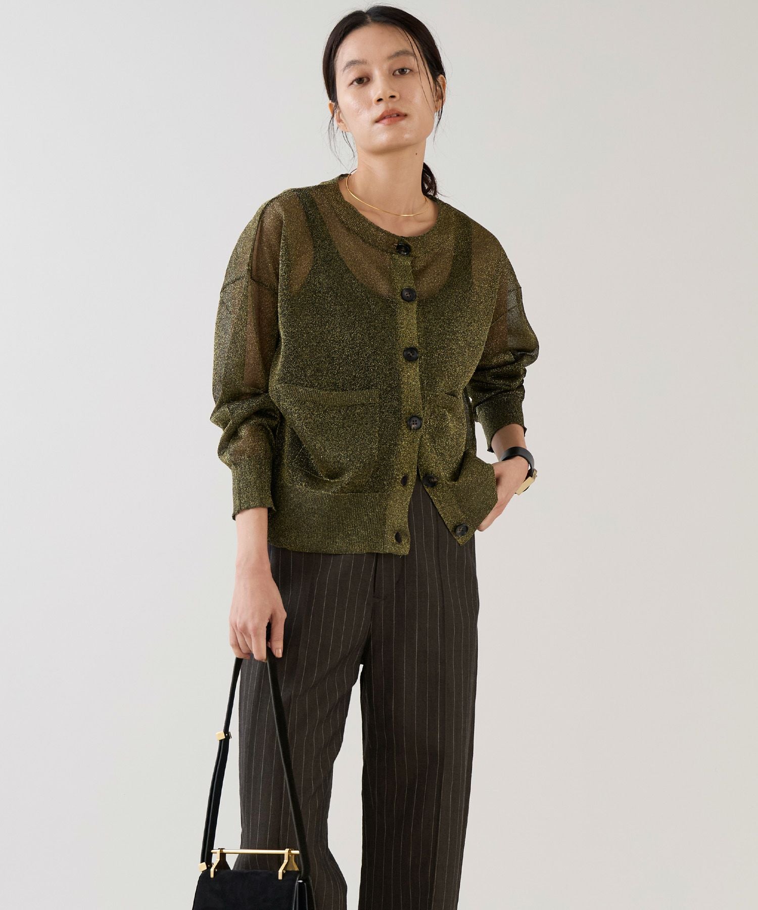 marmors】sheer lame crewneck cardigan | MICA&DEAL ONLINE STORE